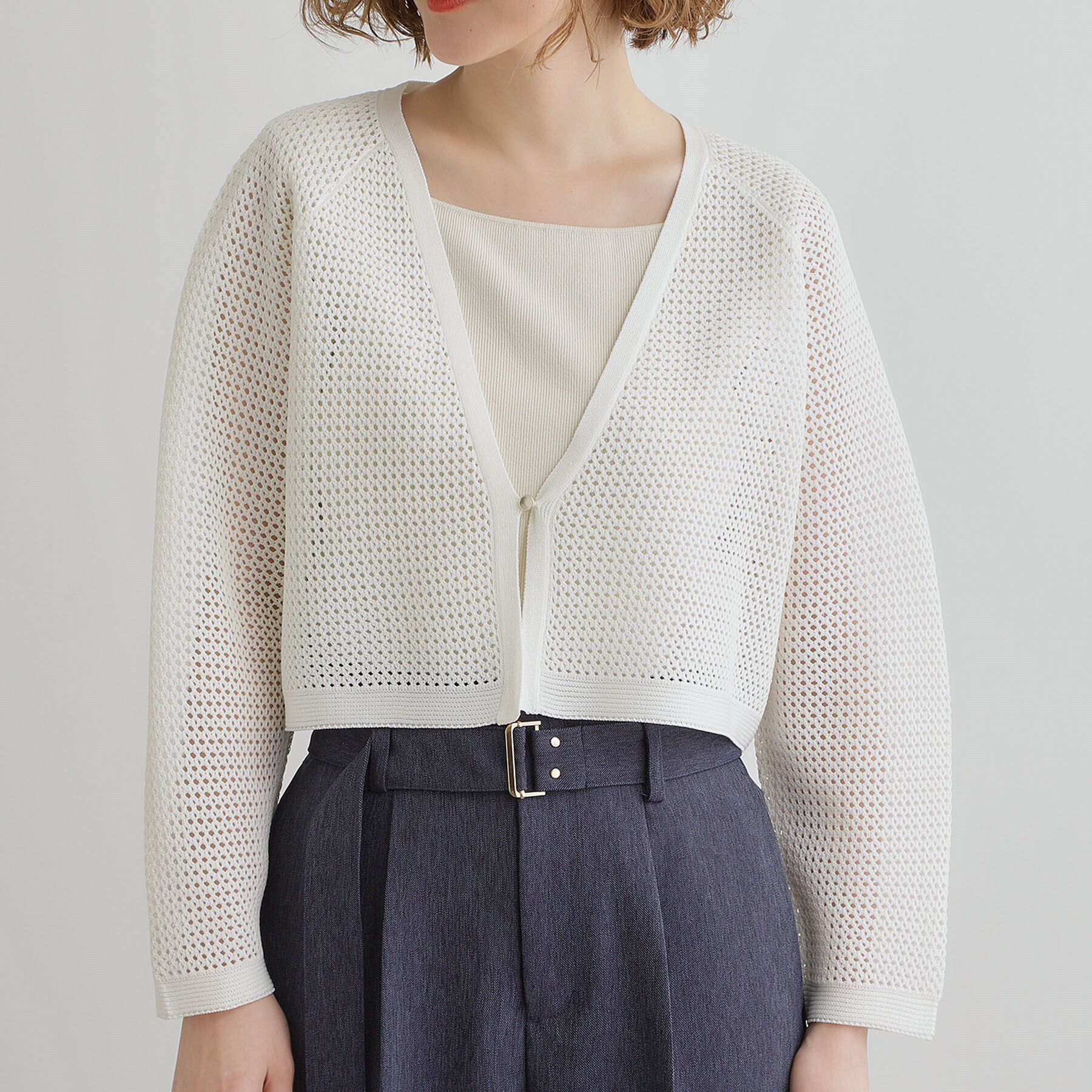 grove「ワイドスリーブメッシュカーディガン」|カーディガン|