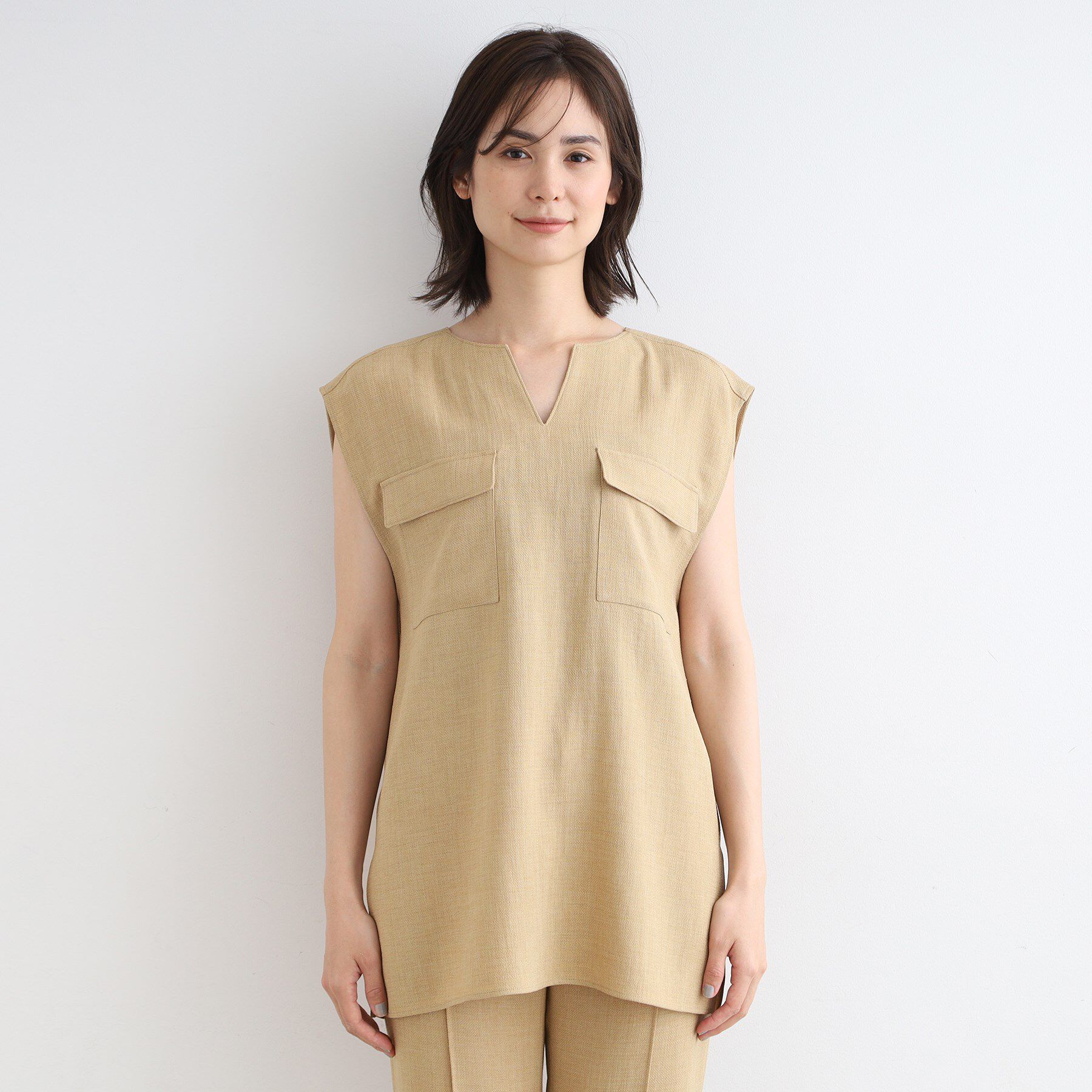INDIVI「【洗える／日本製／SETUP可能】トリアセテート混ベストブラウス」|シャツ・ブラウス|