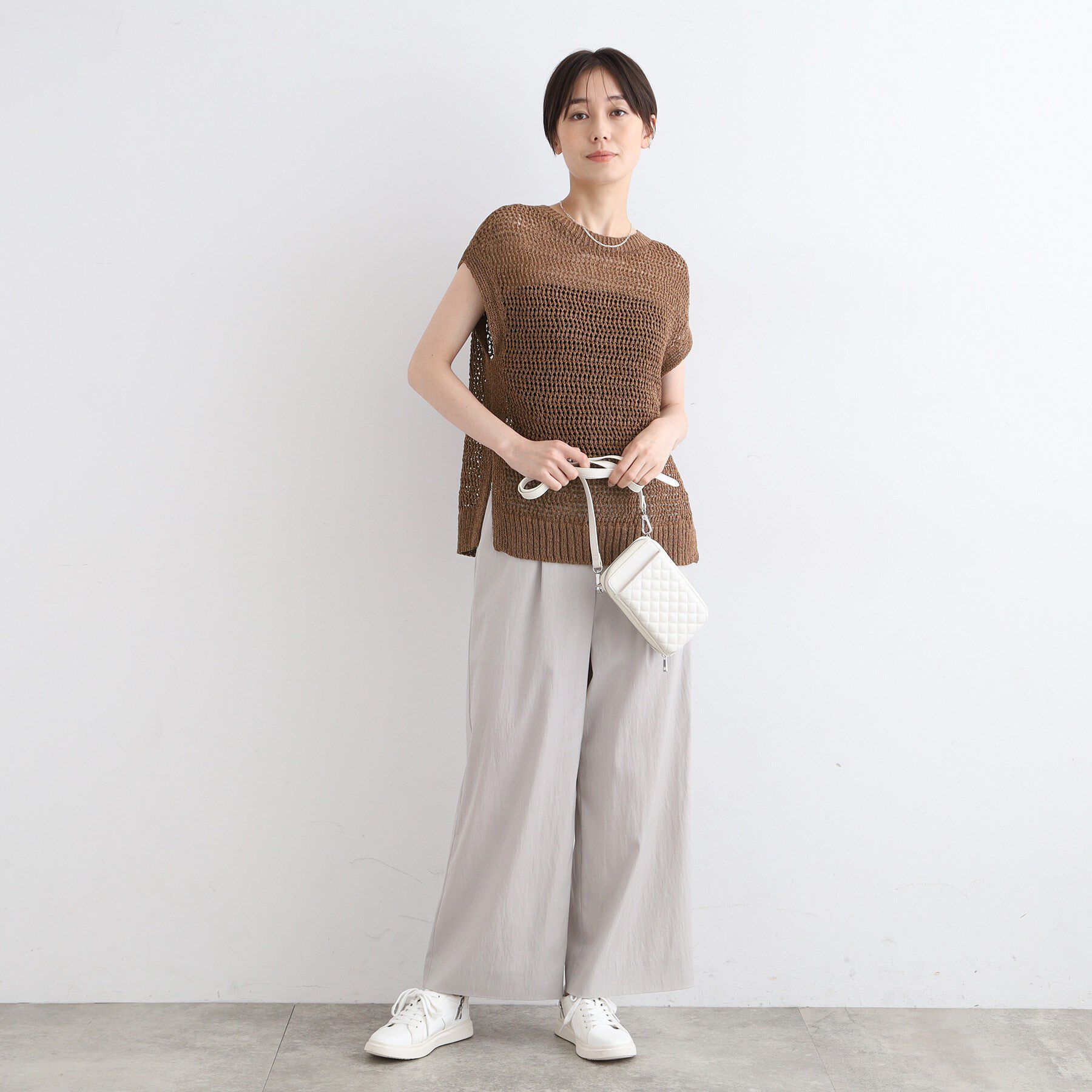 INDIVI「【洗える／ペーパーヤーン】透かし柄ニットベスト」|ニット・セーター|