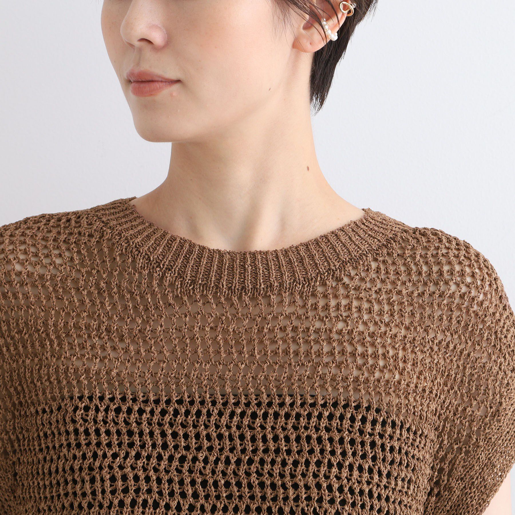 INDIVI「【洗える／ペーパーヤーン】透かし柄ニットベスト」|ニット・セーター|