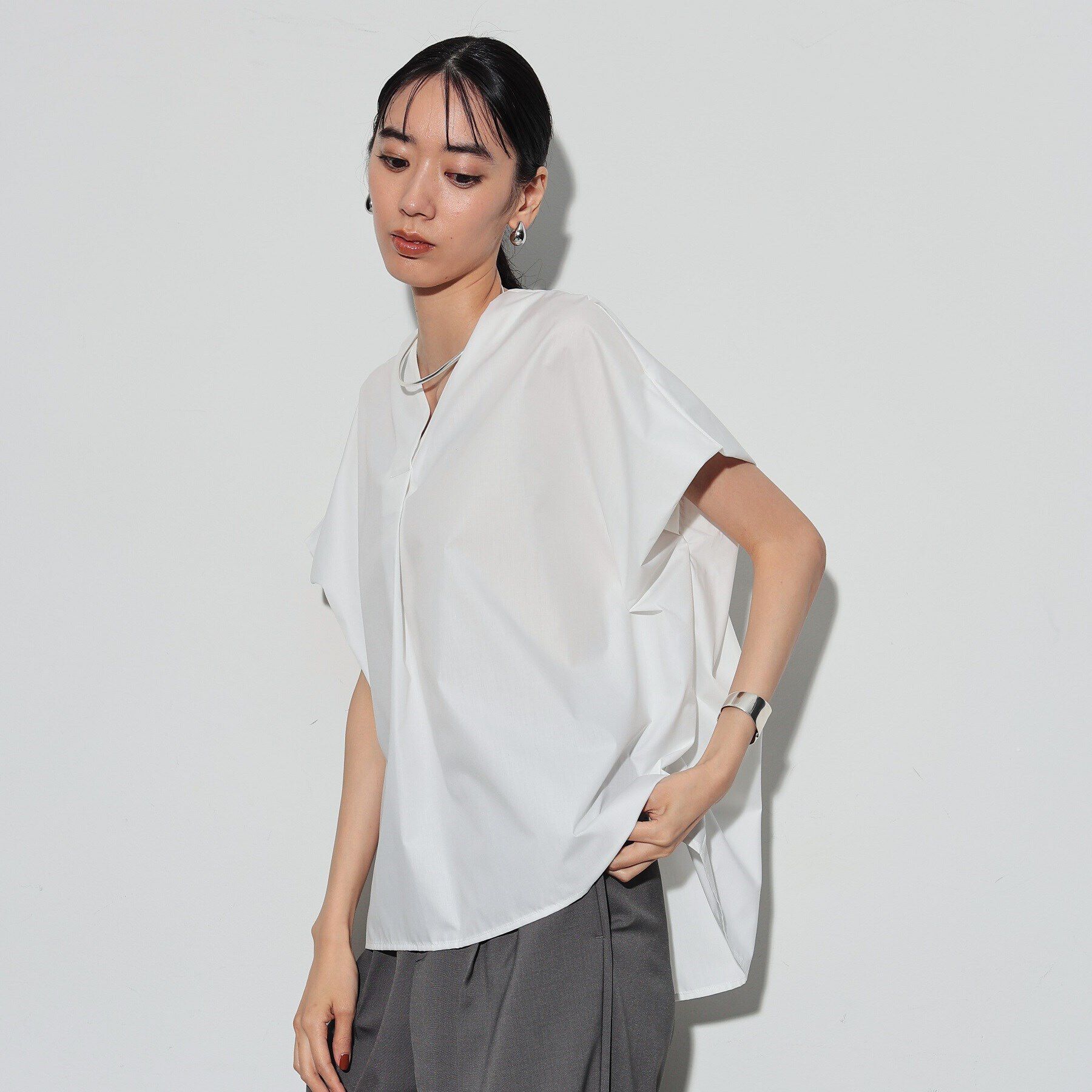 GALLEST「ノースリーブドルマンブラウス」|シャツ・ブラウス|ﾎﾜｲﾄ(001)