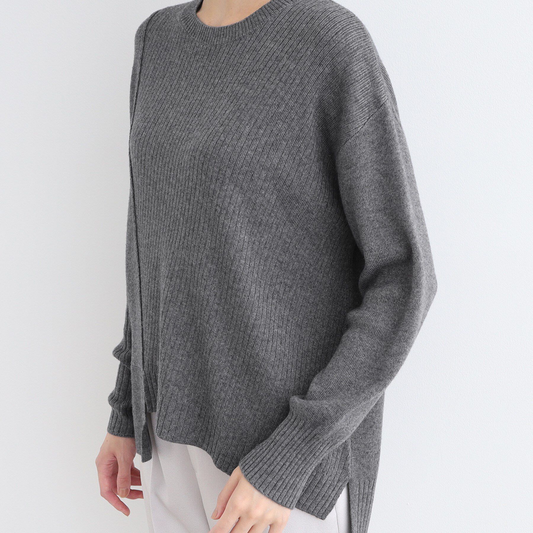 INDIVI「【洗える／ウール混】アシンメトリーデザインニット」|ニット・セーター|