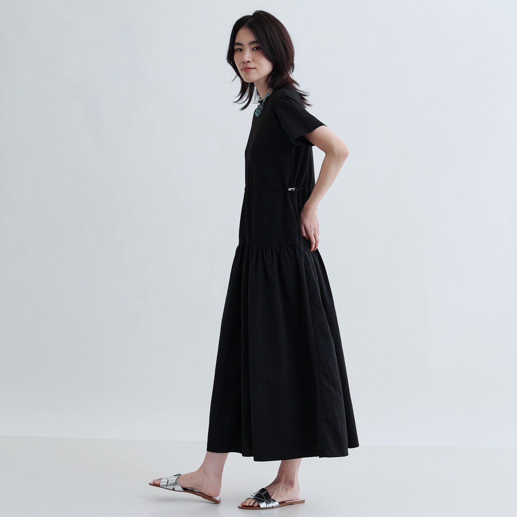 GALLEST「ロング丈ジャージワンピース」|ワンピース|ブラック(019)