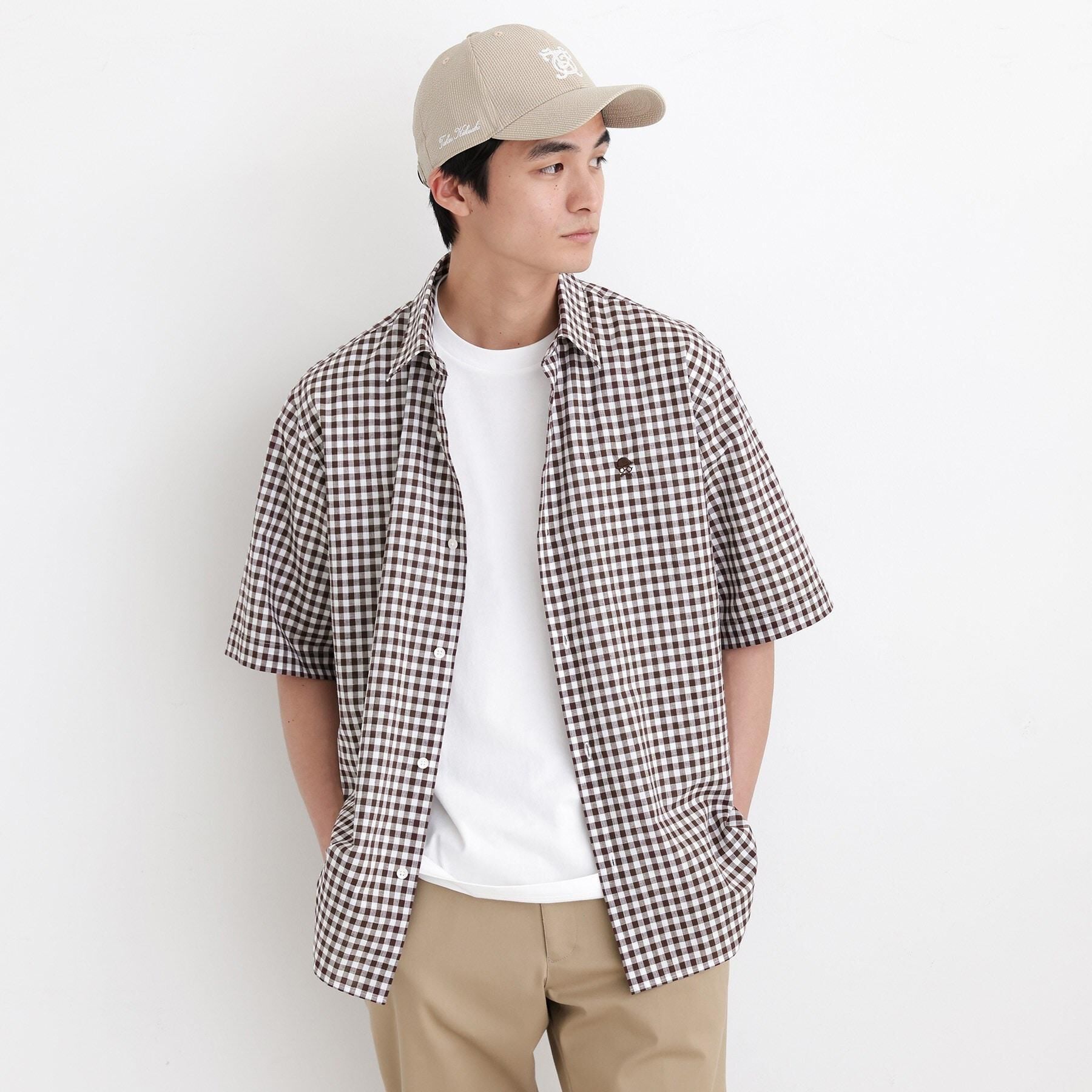 TAKEO KIKUCHI「【LIMITED】ワンポイント刺繍 綿麻チェック 半袖シャツ」|シャツ・ブラウス|