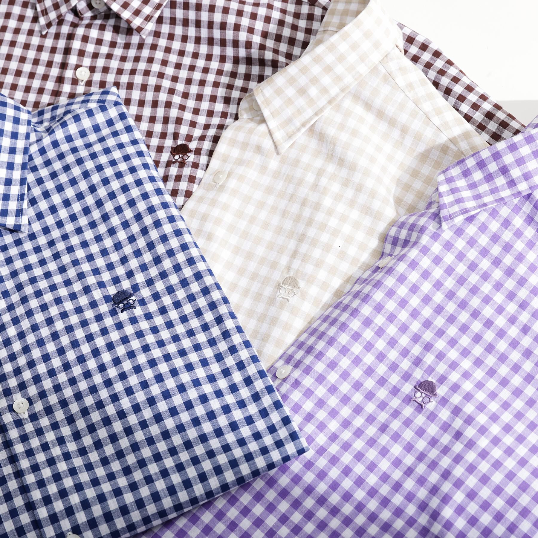 TAKEO KIKUCHI「【LIMITED】ワンポイント刺繍 綿麻チェック 半袖シャツ」|シャツ・ブラウス|