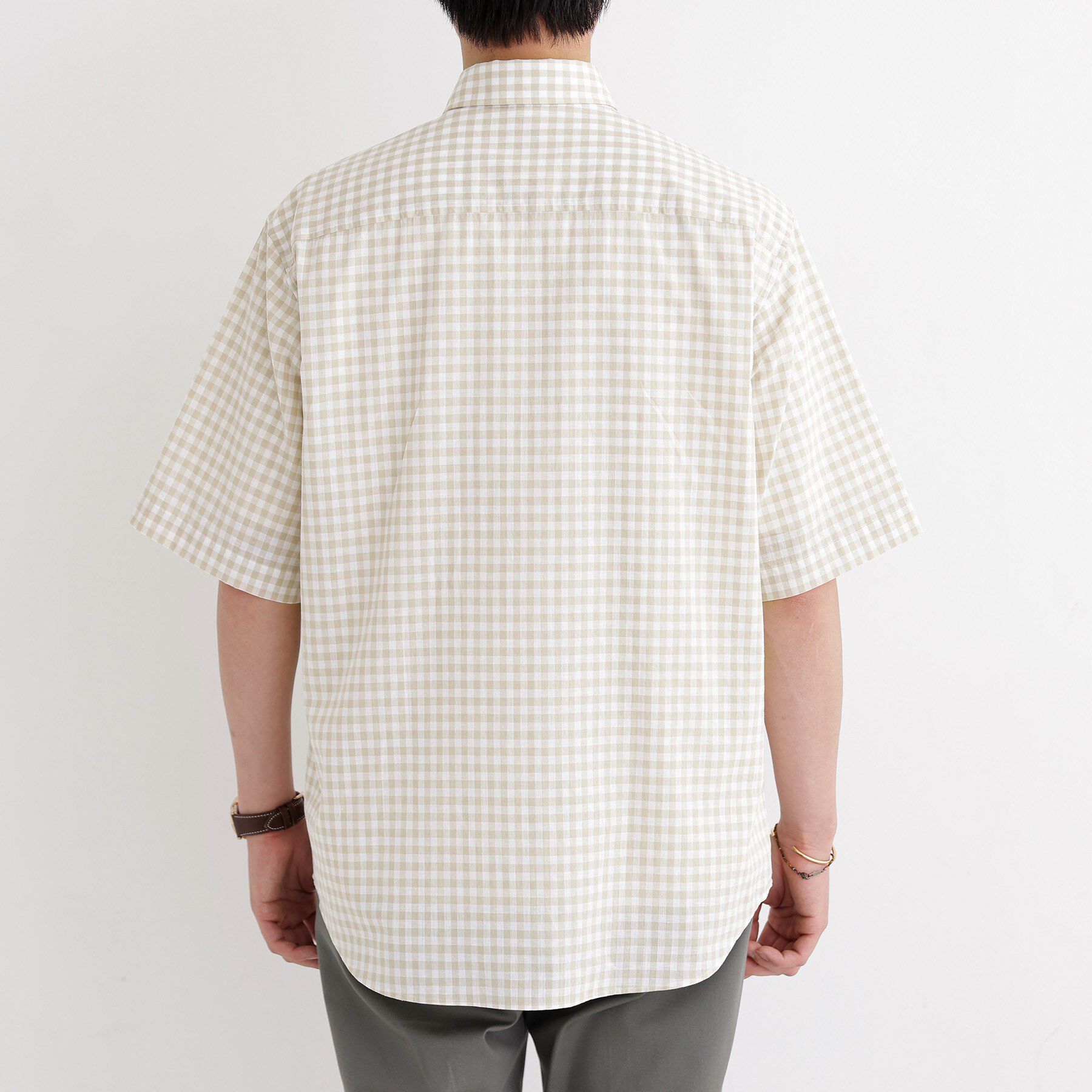 TAKEO KIKUCHI「【LIMITED】ワンポイント刺繍 綿麻チェック 半袖シャツ」|シャツ・ブラウス|