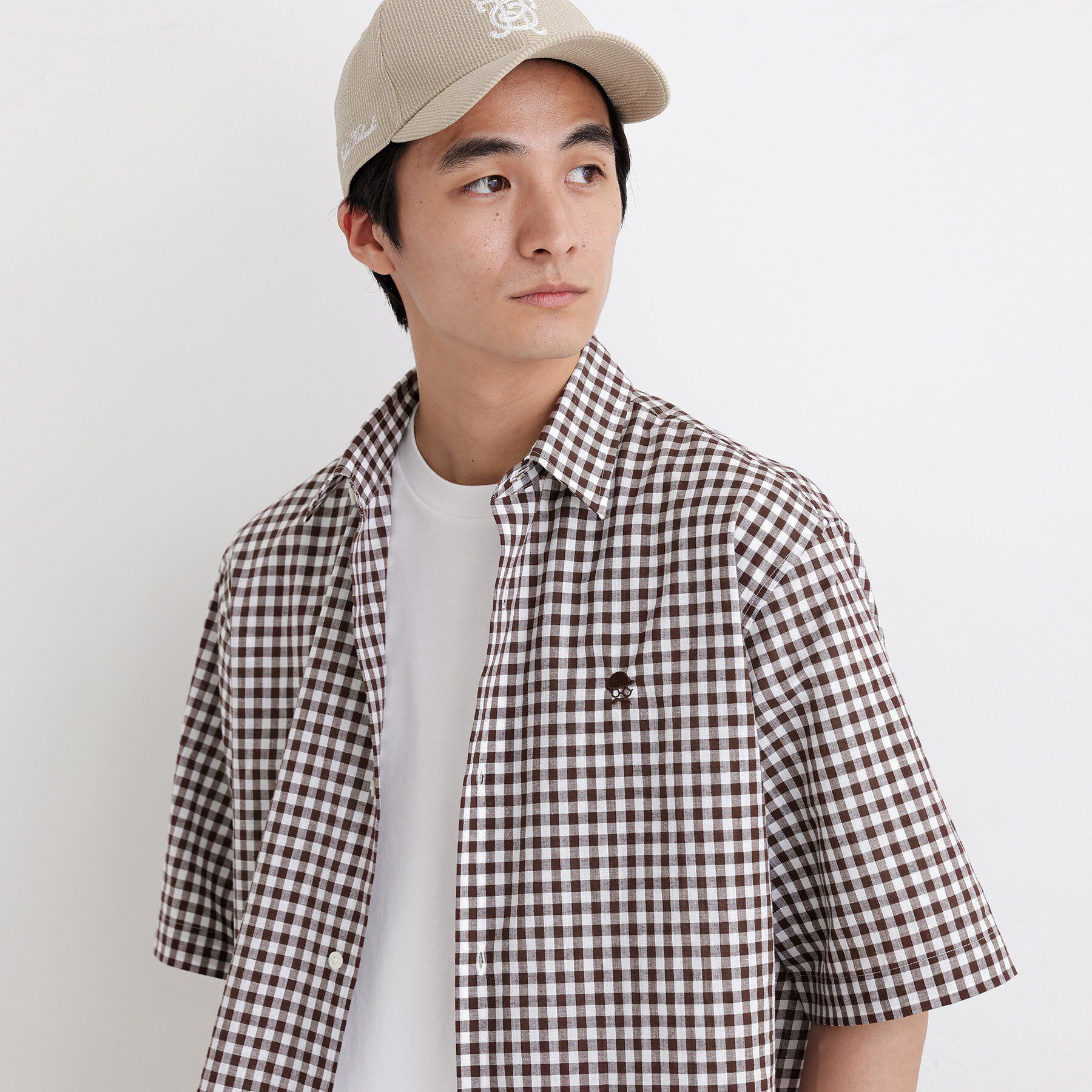 TAKEO KIKUCHI「【LIMITED】ワンポイント刺繍 綿麻チェック 半袖シャツ」|シャツ・ブラウス|