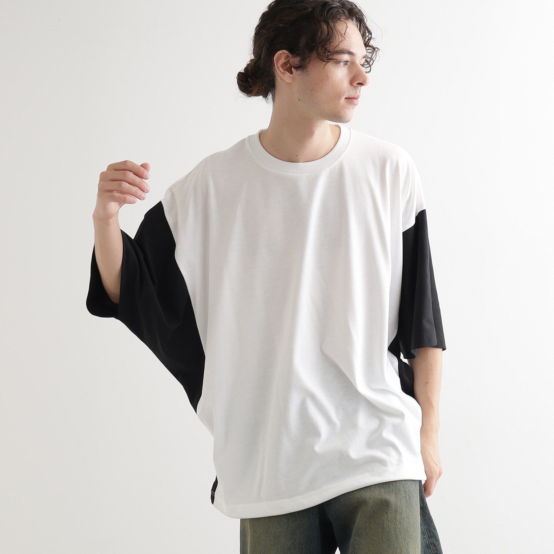 tk.TAKEO KIKUCHI「配色ドルマンカットソー」|Tシャツ・カットソー|ホワイト(501)
