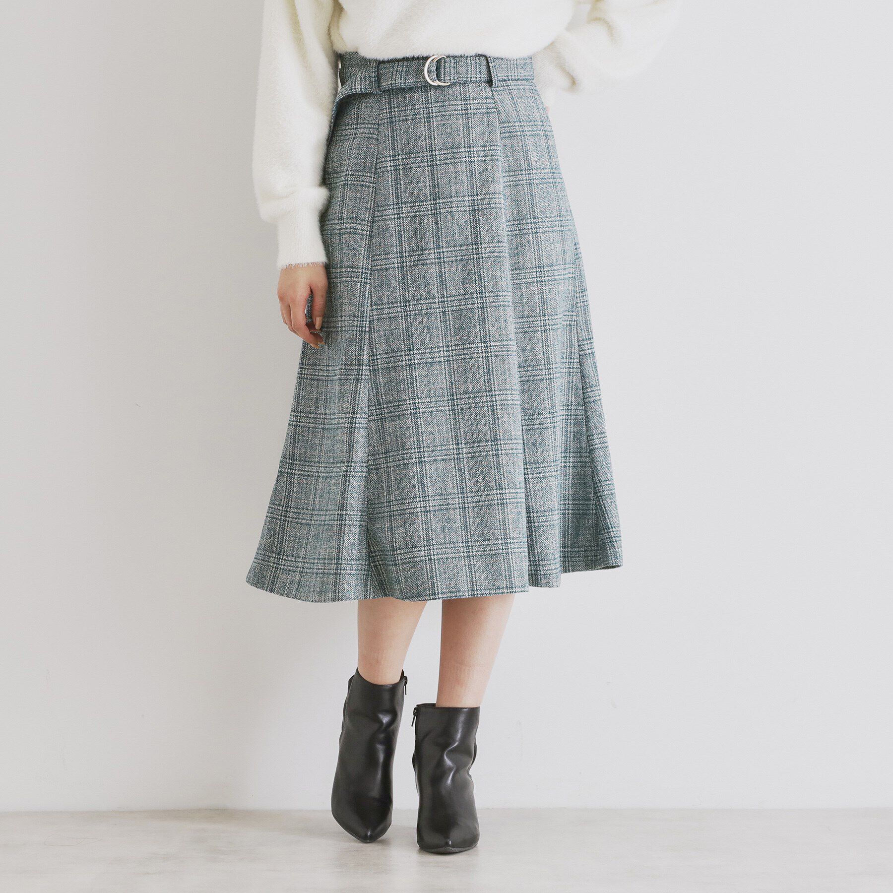 index「チェック柄マーメイドフレアスカート【洗濯機洗い可/イージーアイロン】」|スカート|ブルーグリーン(29