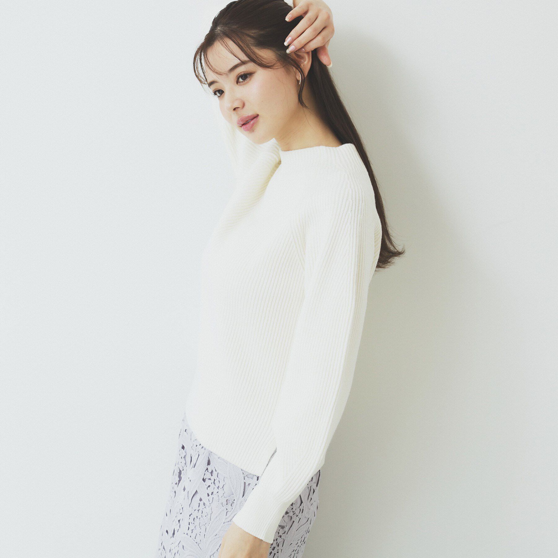 index「ラグランスリーブリブニット【洗濯機洗い可】」|ニット・セーター|