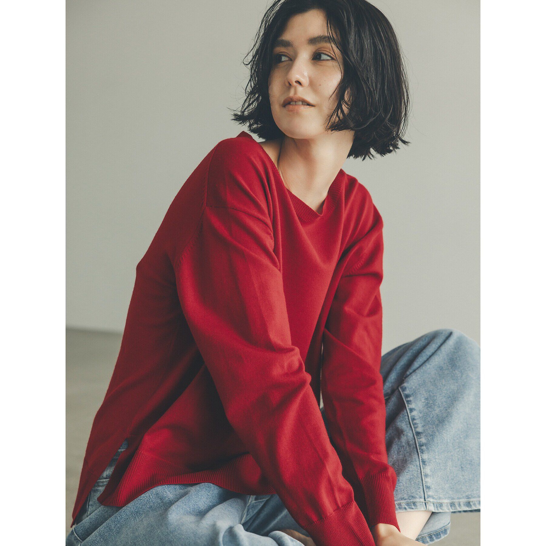 OPAQUE.CLIP「《S-LLsize/6color》ボートネックニット／FILIVIVI・フィルビビ【洗濯機洗い可】」|ニット・セーター|