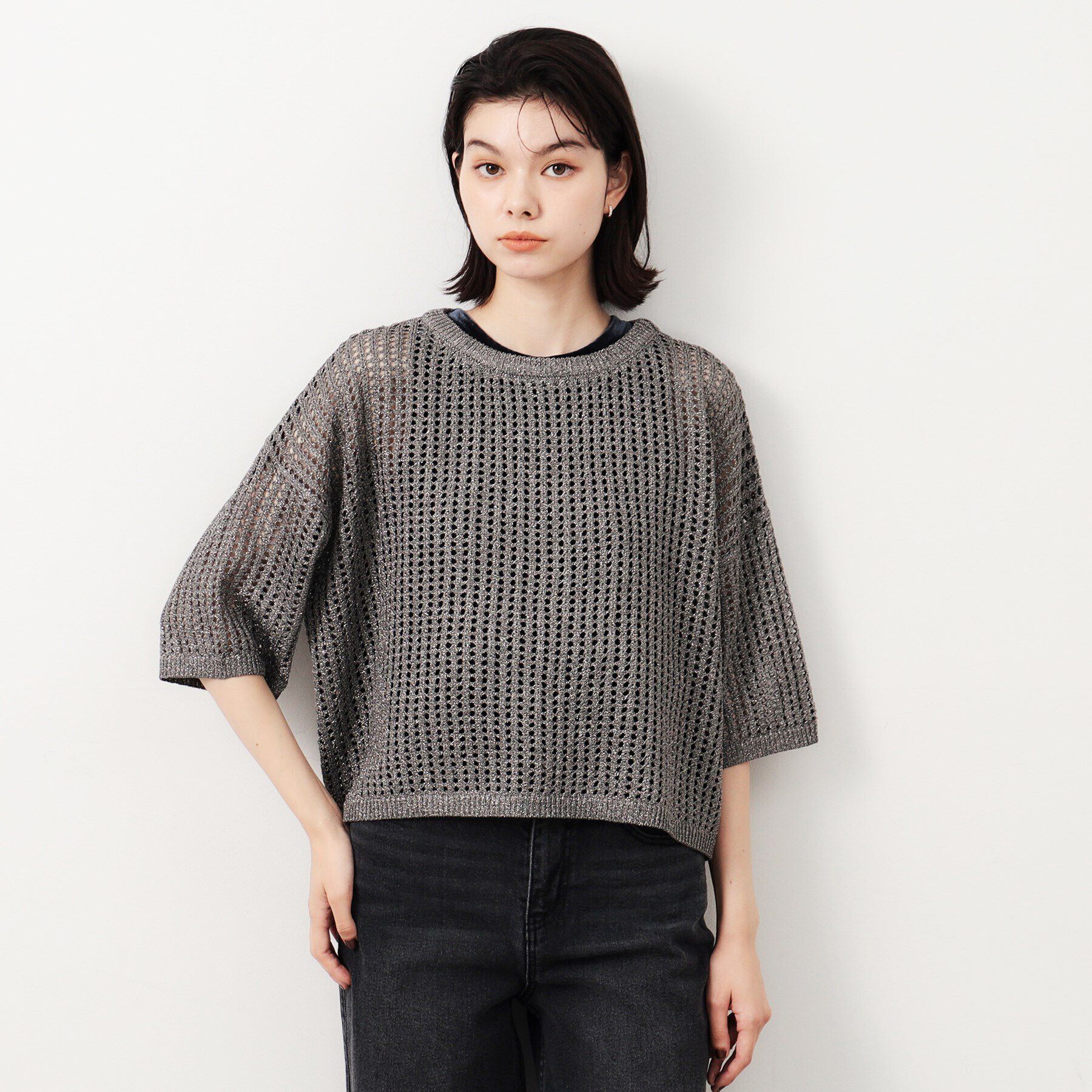OPAQUE.CLIP「ラメメッシュニット【洗濯機洗い可】」|ニット・セーター|