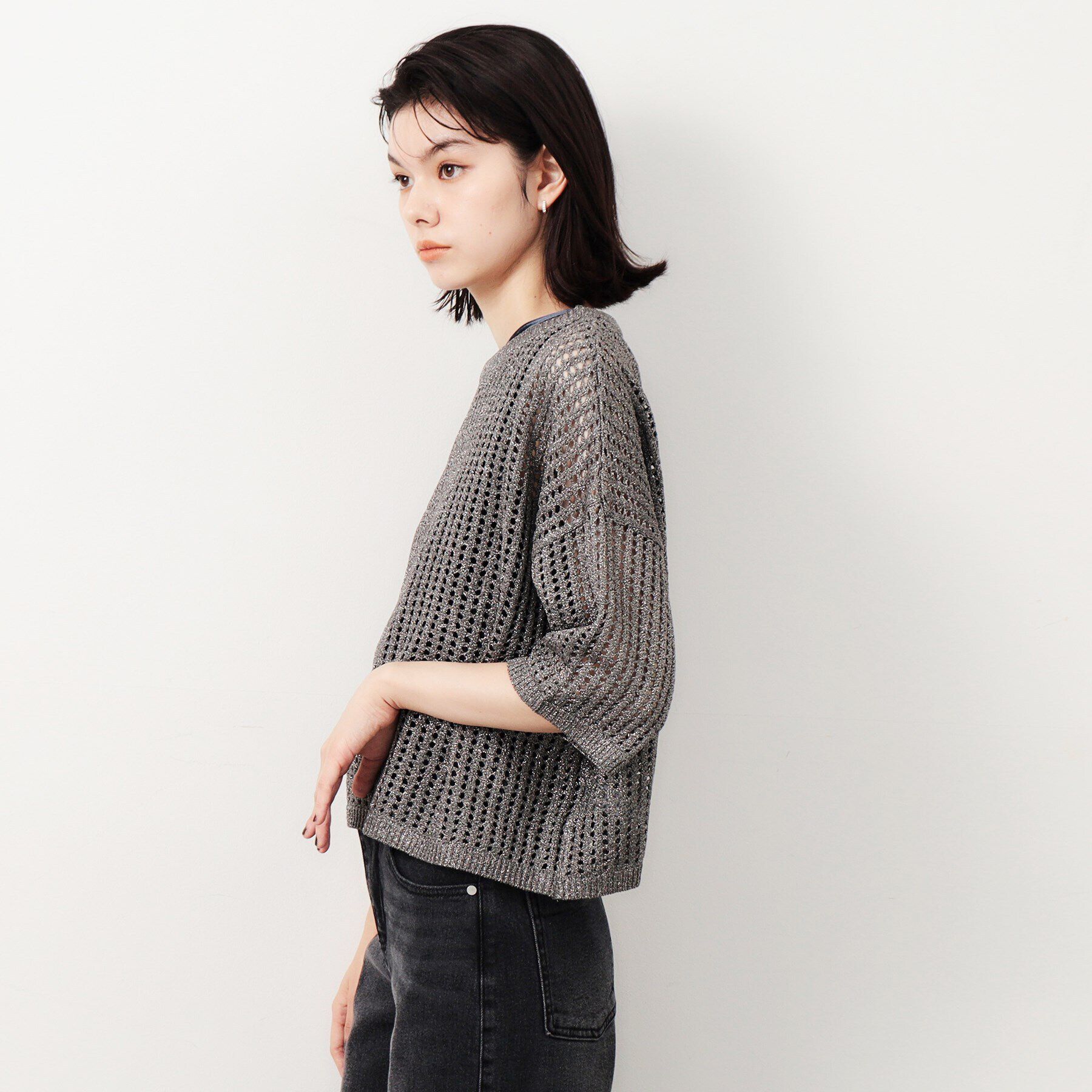 OPAQUE.CLIP「ラメメッシュニット【洗濯機洗い可】」|ニット・セーター|