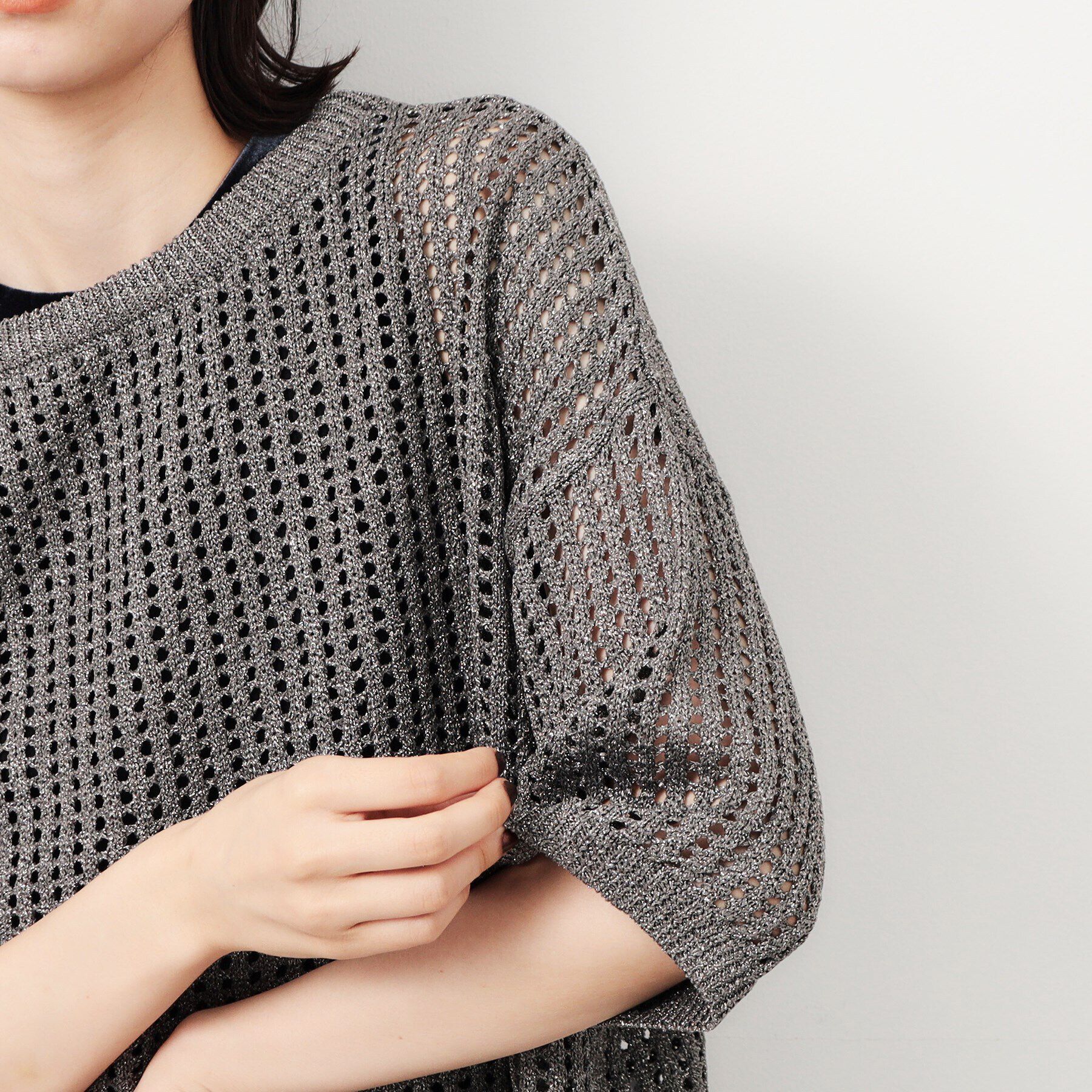 OPAQUE.CLIP「ラメメッシュニット【洗濯機洗い可】」|ニット・セーター|