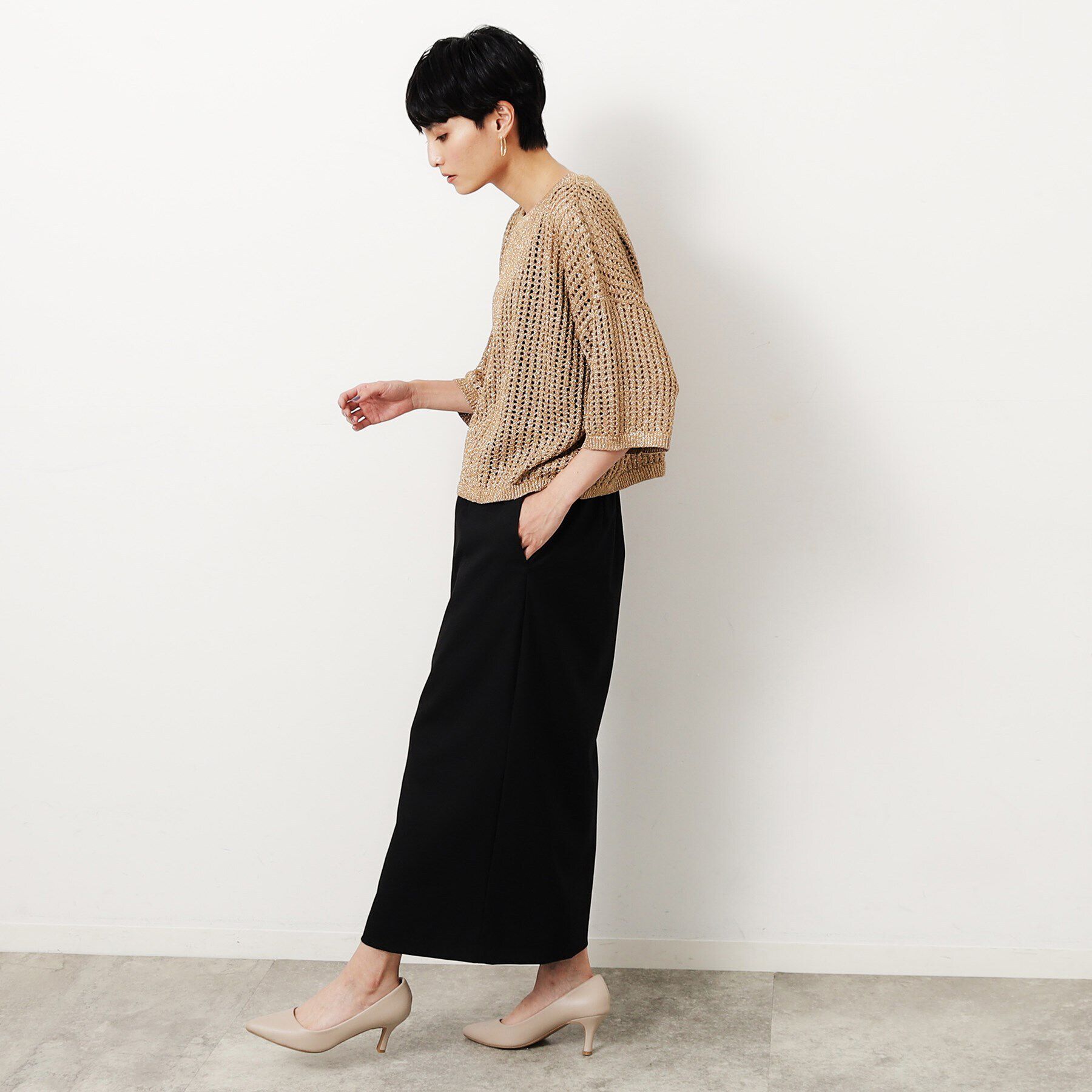 OPAQUE.CLIP「ラメメッシュニット【洗濯機洗い可】」|ニット・セーター|