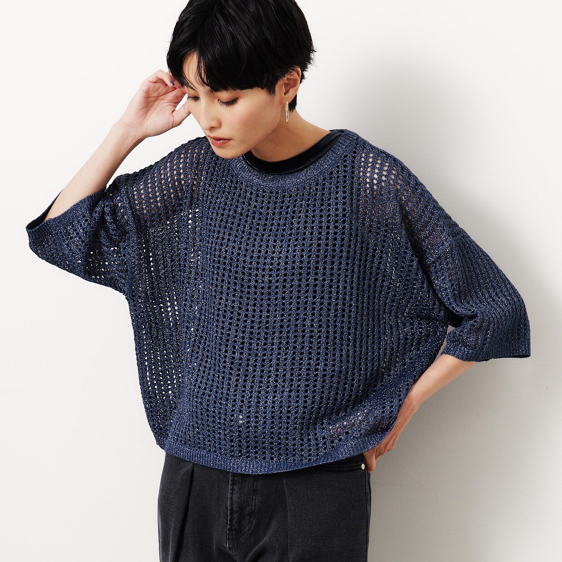 OPAQUE.CLIP「ラメメッシュニット【洗濯機洗い可】」|ニット・セーター|