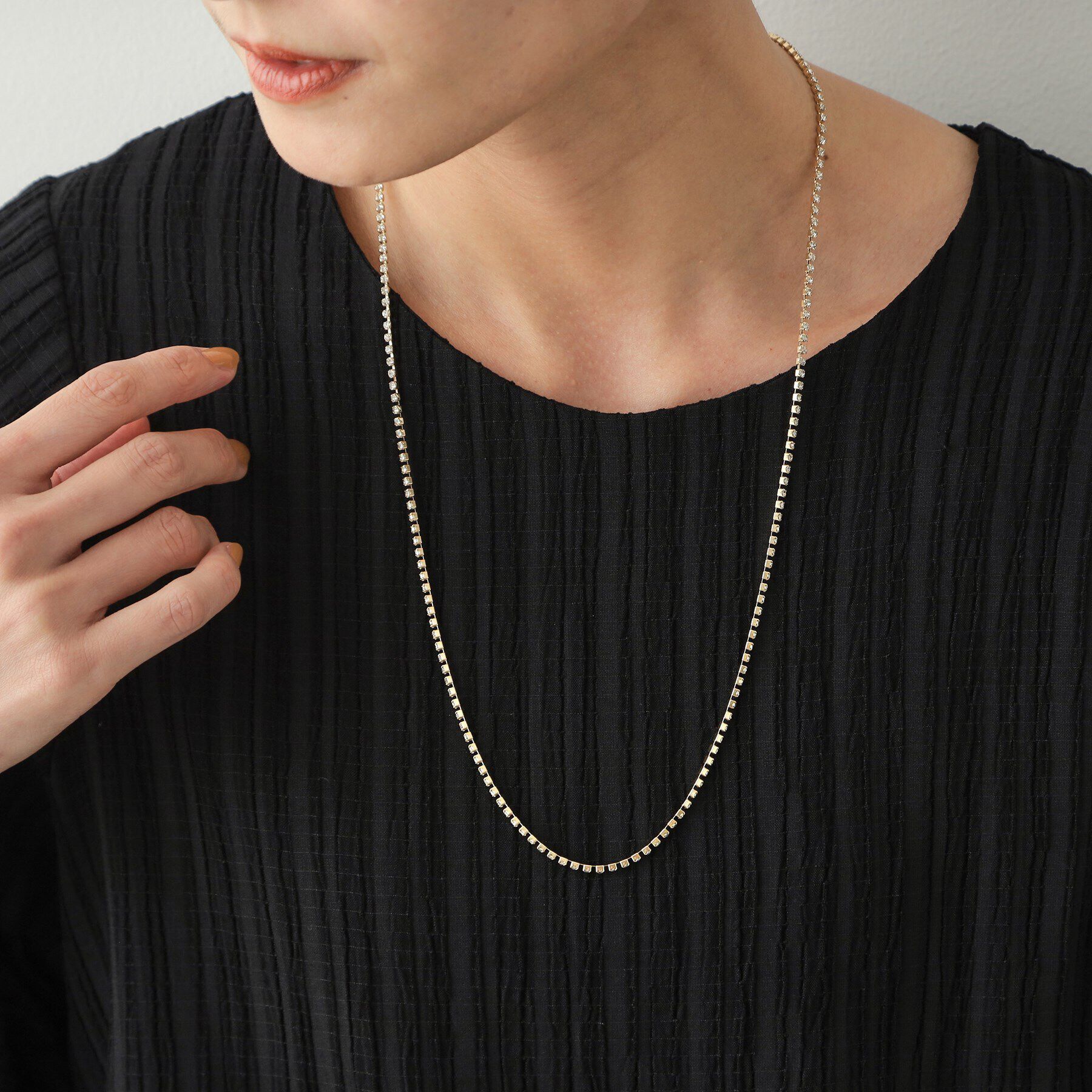 OPAQUE.CLIP「ビジューチェーンロングネックレス」|ネックレス|