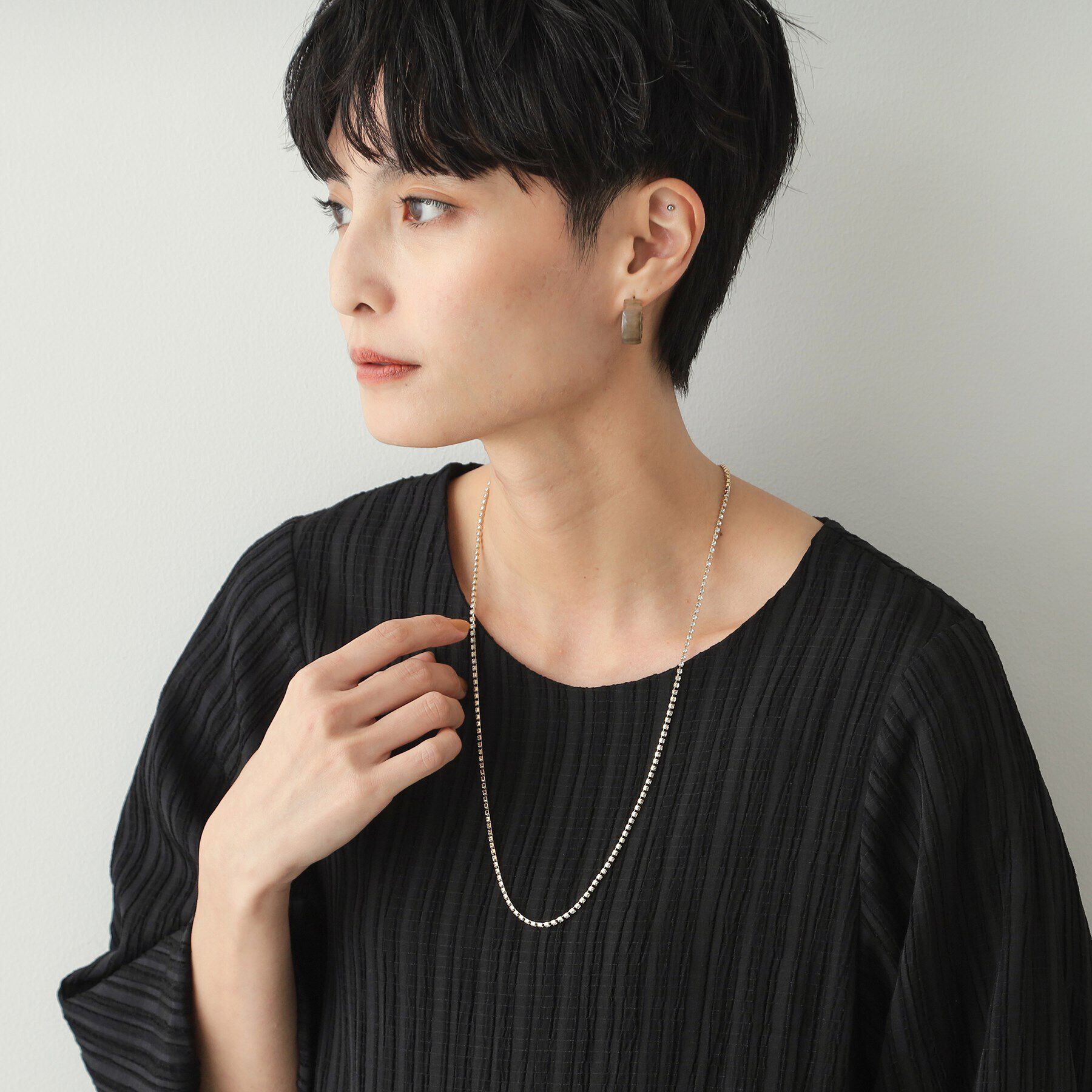 OPAQUE.CLIP「ビジューチェーンロングネックレス」|ネックレス|