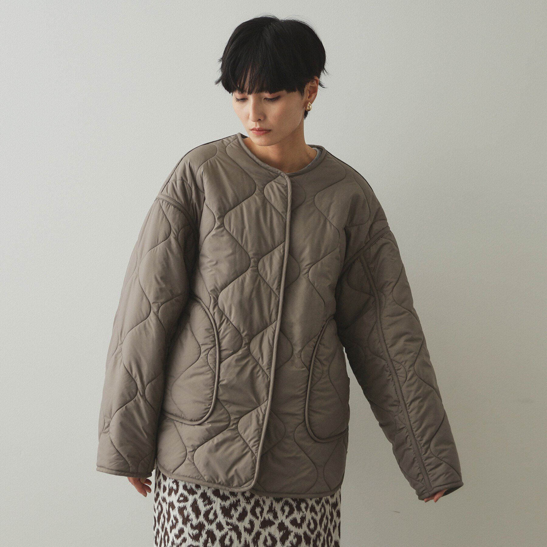 OPAQUE.CLIP「《リバーシブル》キルティング&times;フェイクファージャケット【洗濯機洗い可】」|ノーカラーコート|