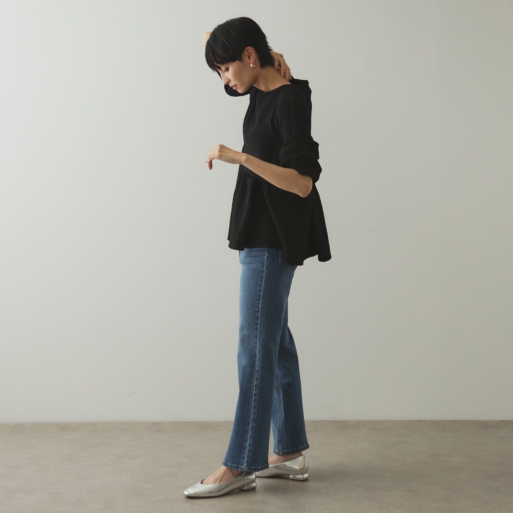 OPAQUE.CLIP「ふくれジャカードペプラムブラウス【洗濯機洗い可】」|シャツ・ブラウス|