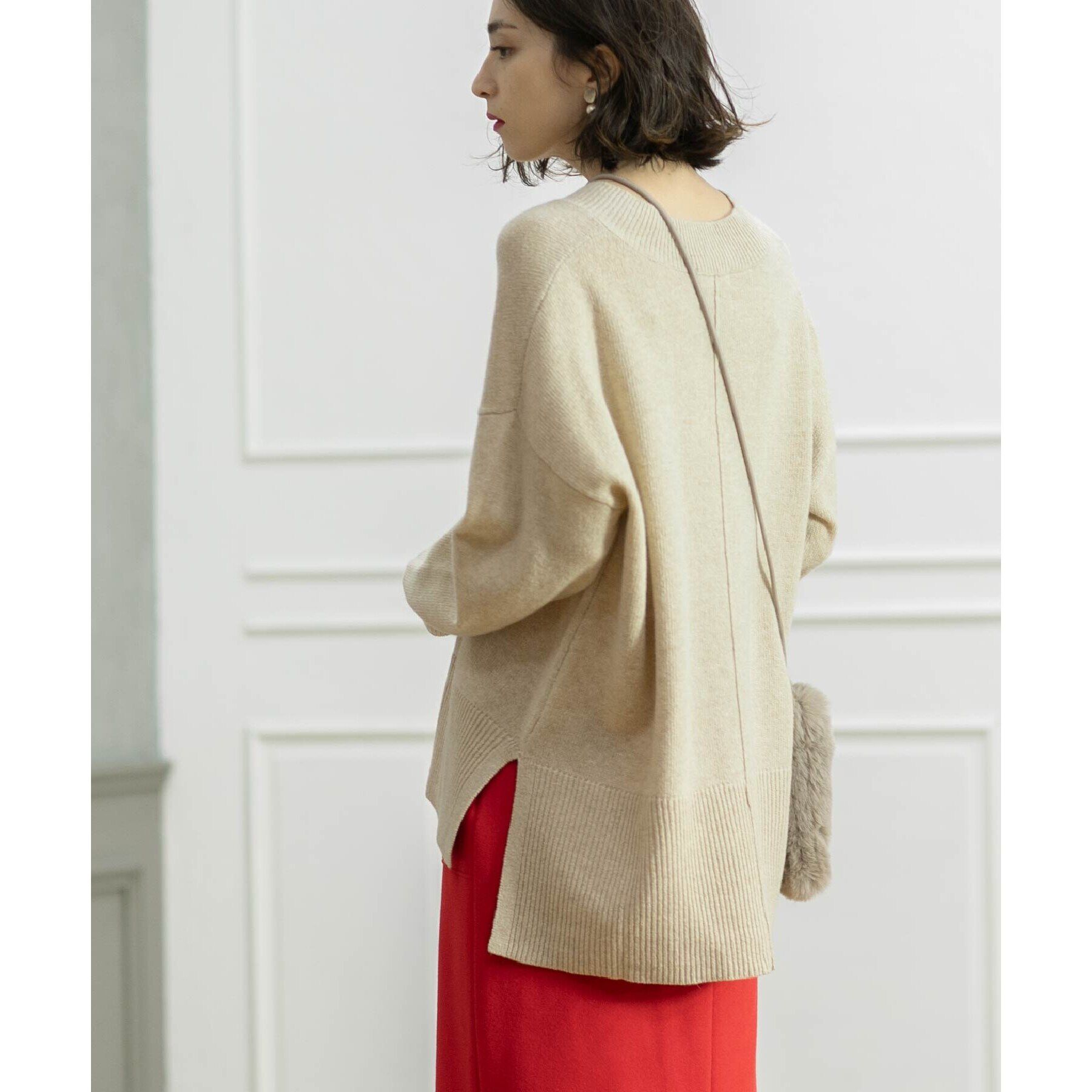 OPAQUE.CLIP「ミドルゲージVネックニット／FILIVIVI・フィルビビ【洗える】」|ニット・セーター|