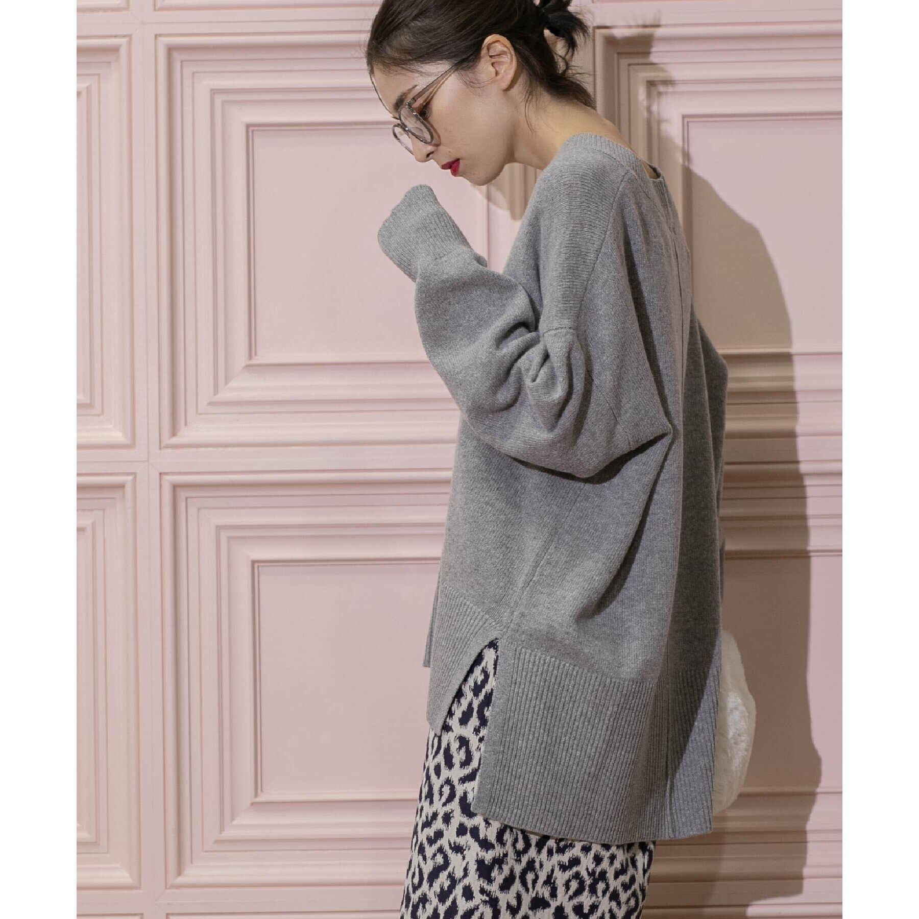 OPAQUE.CLIP「ミドルゲージVネックニット／FILIVIVI・フィルビビ【洗える】」|ニット・セーター|