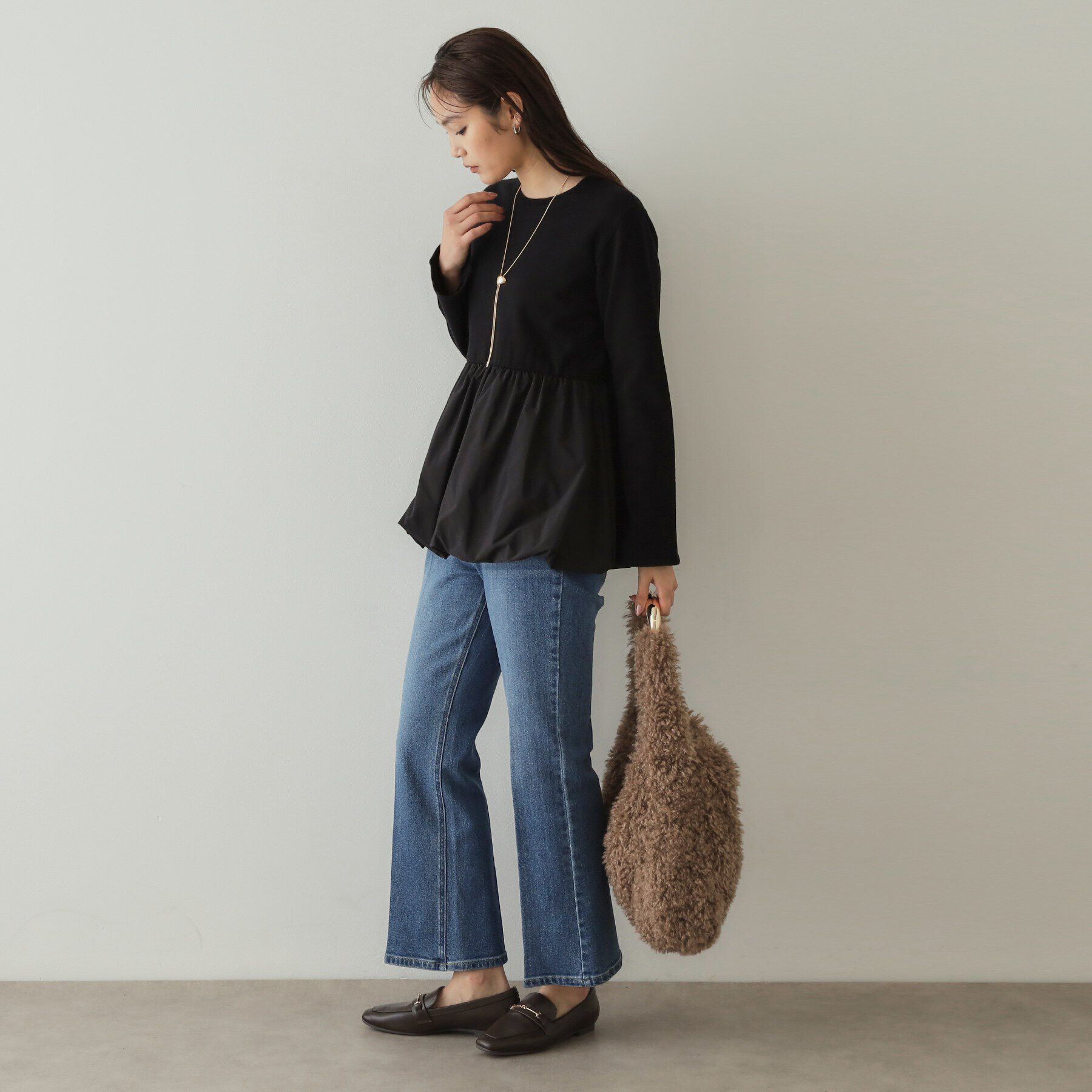 OPAQUE.CLIP「バルーンドッキングペプラムニット【洗濯機洗い可】」|Tシャツ・カットソー|