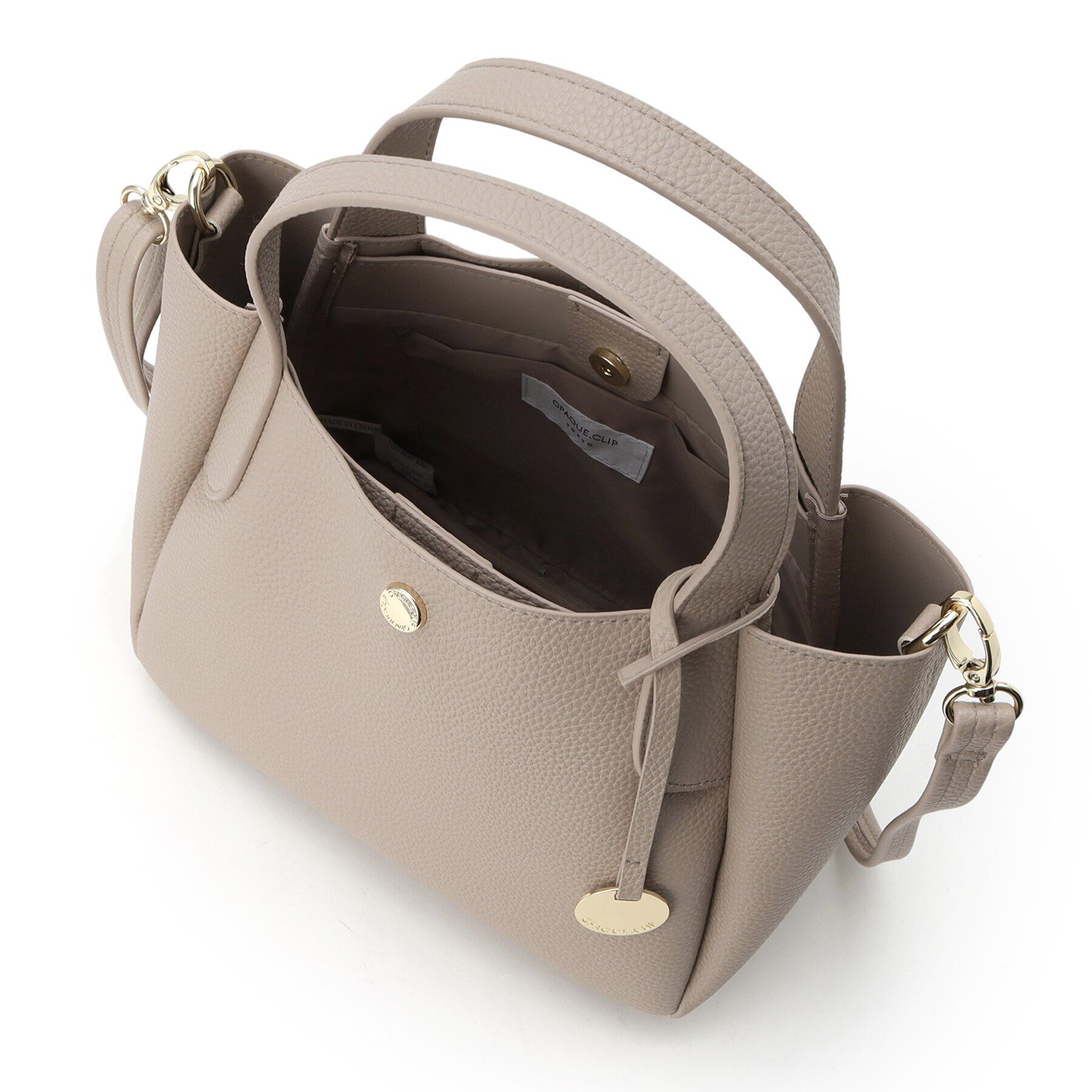 OPAQUE.CLIP「【軽量／2WAY】シュリンク合皮ラウンドフォルムミドルトートバッグ」|トートバッグ|