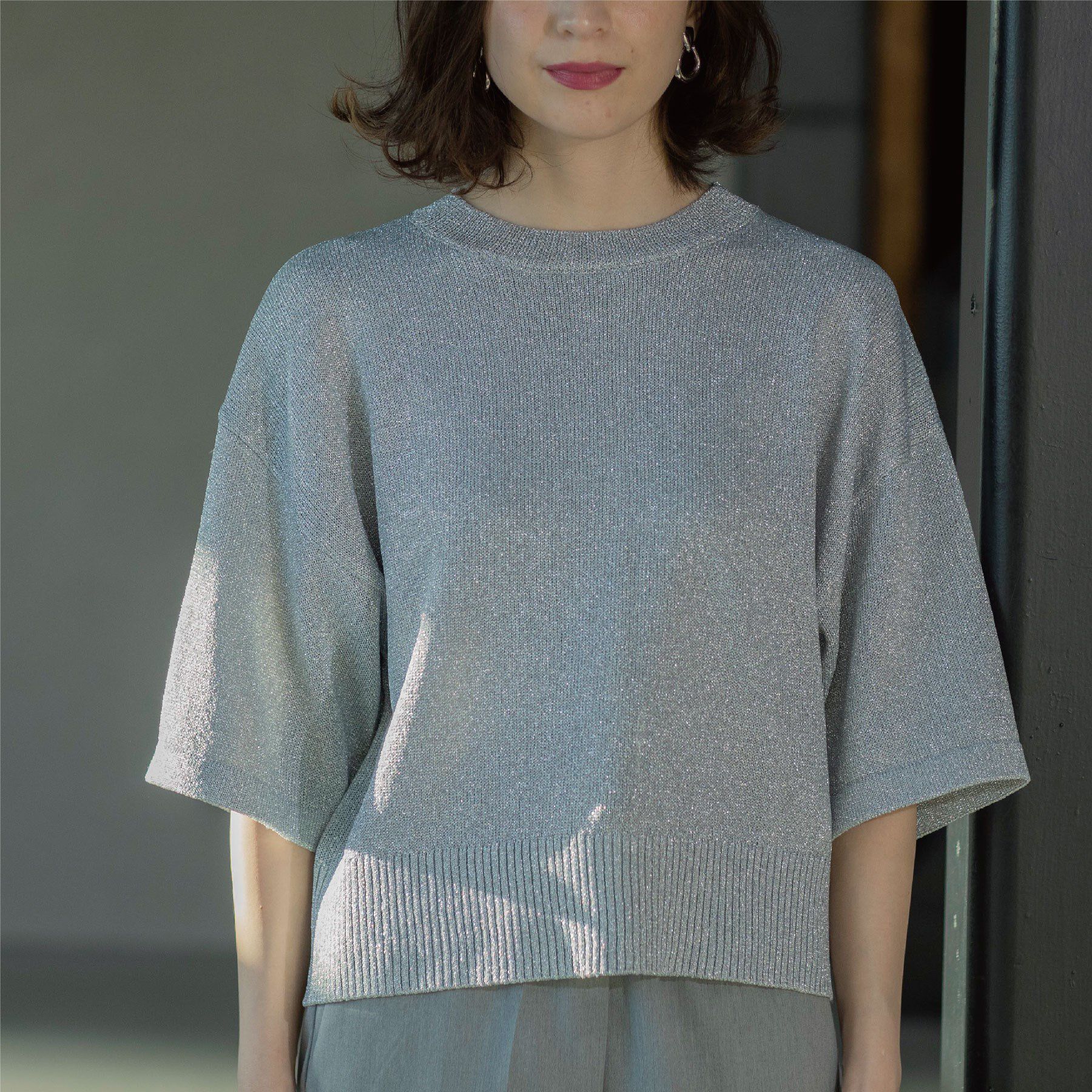 OPAQUE.CLIP「ラメハーフスリーブトップス」|ニット・セーター|