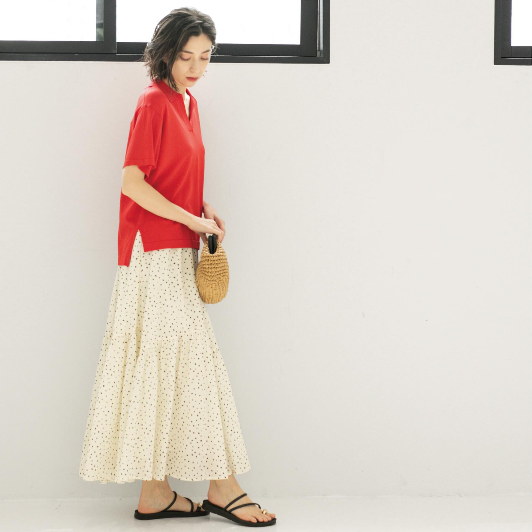 OPAQUE.CLIP「ギャザーフレアスカート/オーガニックコットン混【洗濯機洗い可】」|スカート|