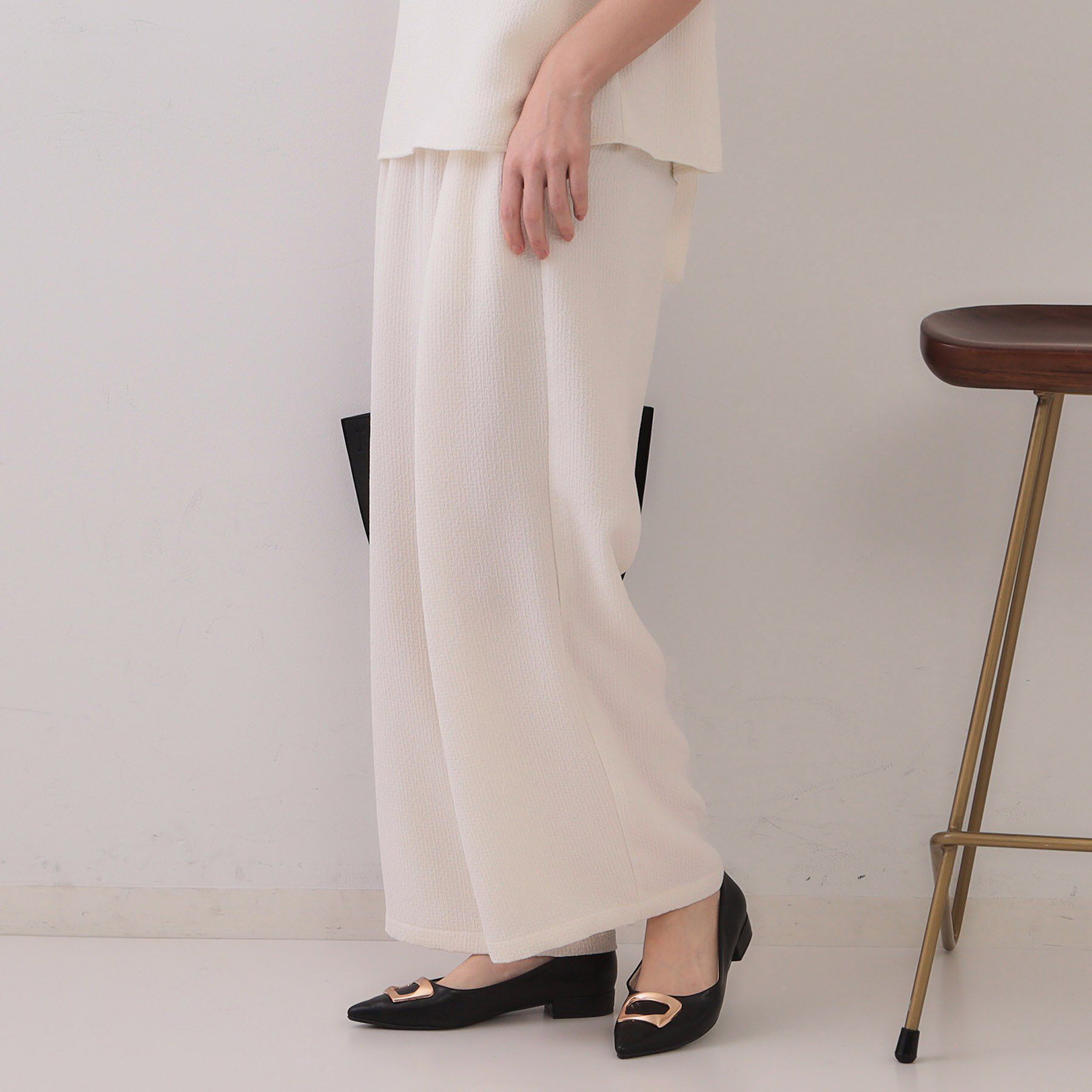 OPAQUE.CLIP「ストレッチジャカードイージーワイドパンツ/セットアップ対応可【洗濯機洗い可】」|その他|オフホワイト(003