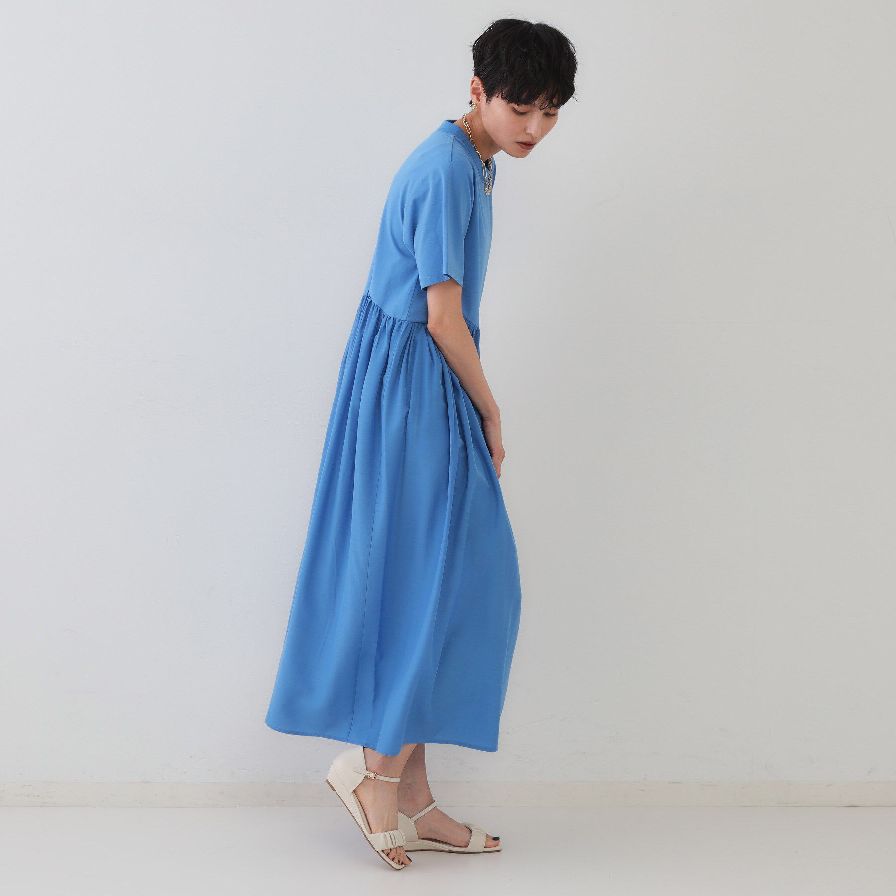 OPAQUE.CLIP「アシメドッキングフレアワンピース【洗濯機洗い可】」|ワンピース|