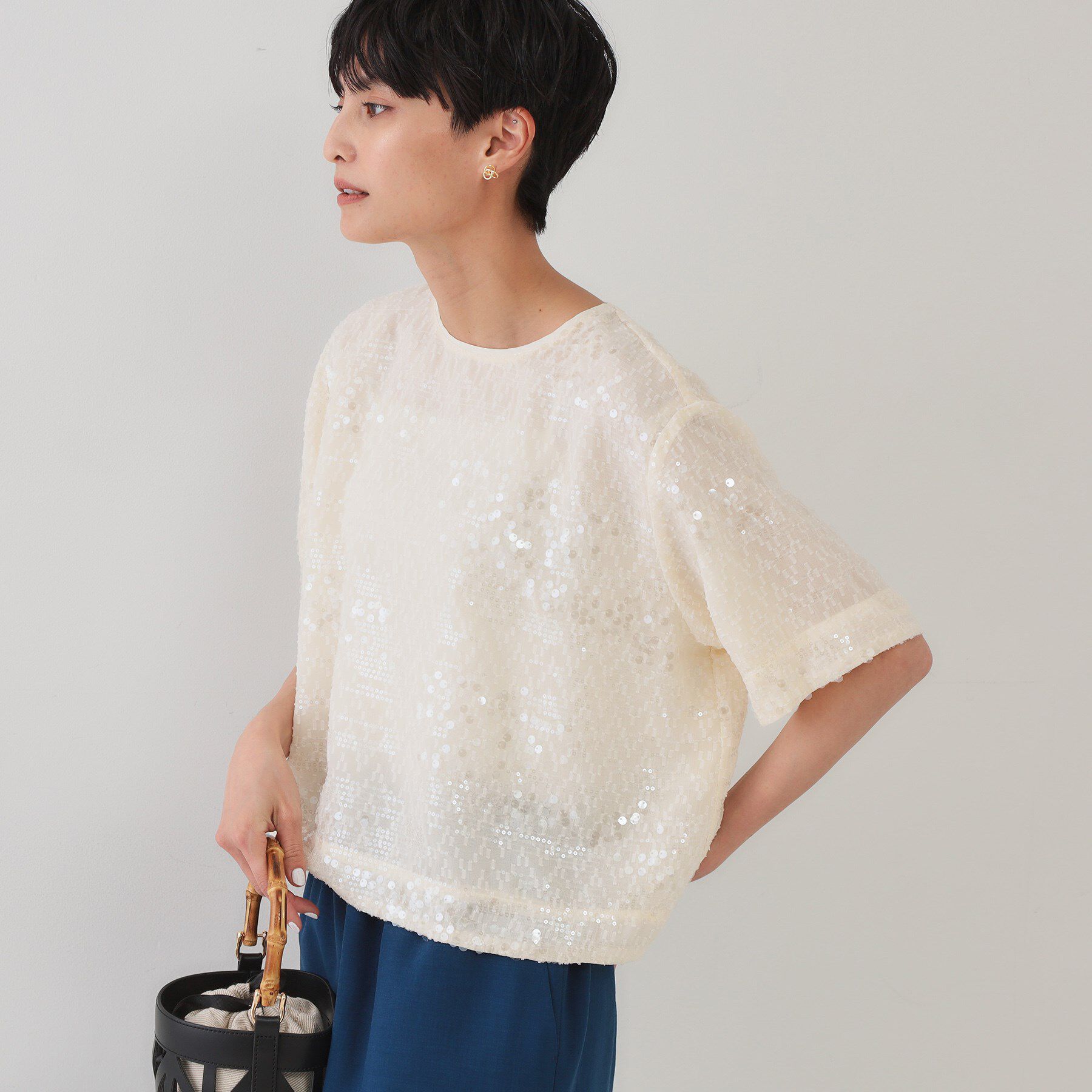 OPAQUE.CLIP「スパンコールブラウス【洗える】」|シャツ・ブラウス|