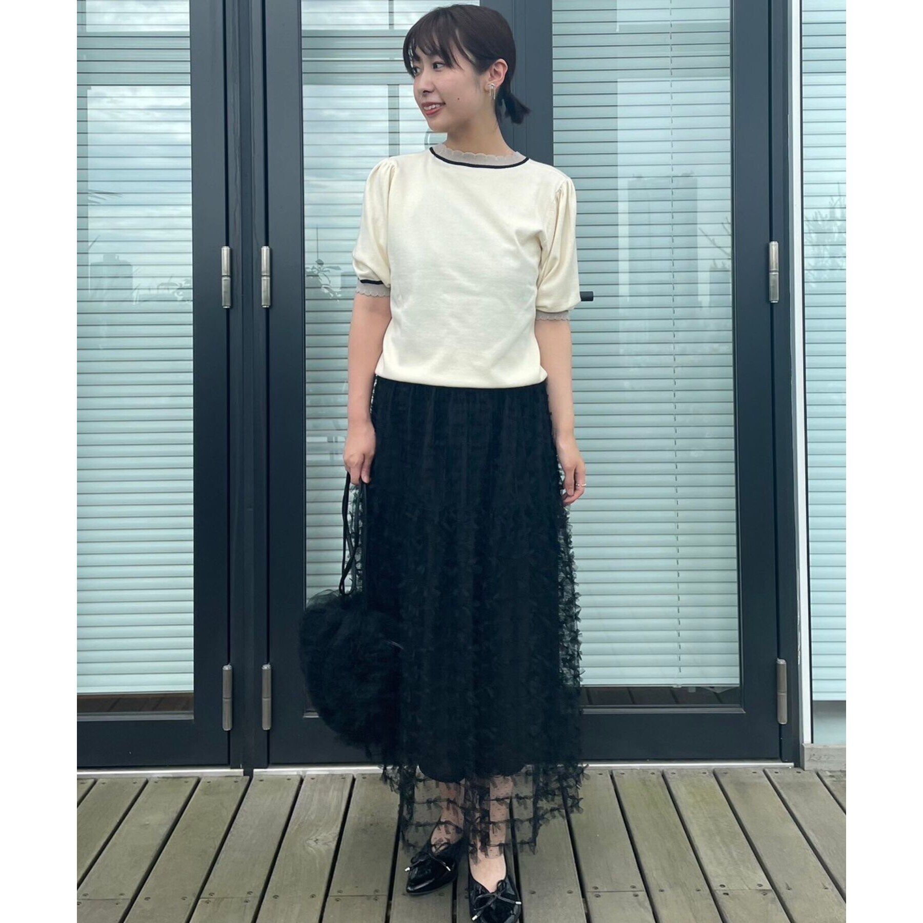 Couture broach「【ふんわり揺れるフェミニンスカート】リボンチュールティアードスカート」|スカート|