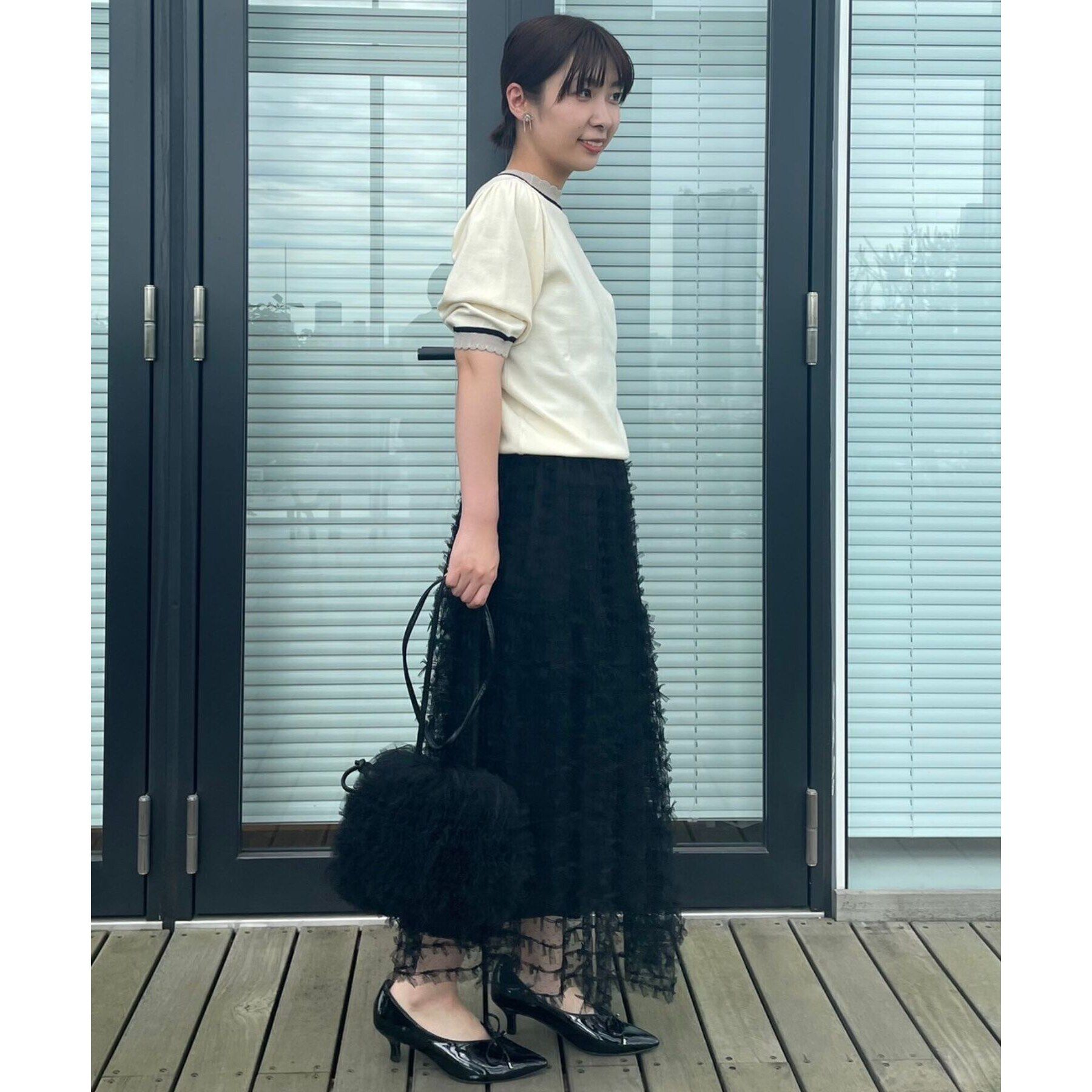 Couture broach「【ふんわり揺れるフェミニンスカート】リボンチュールティアードスカート」|スカート|