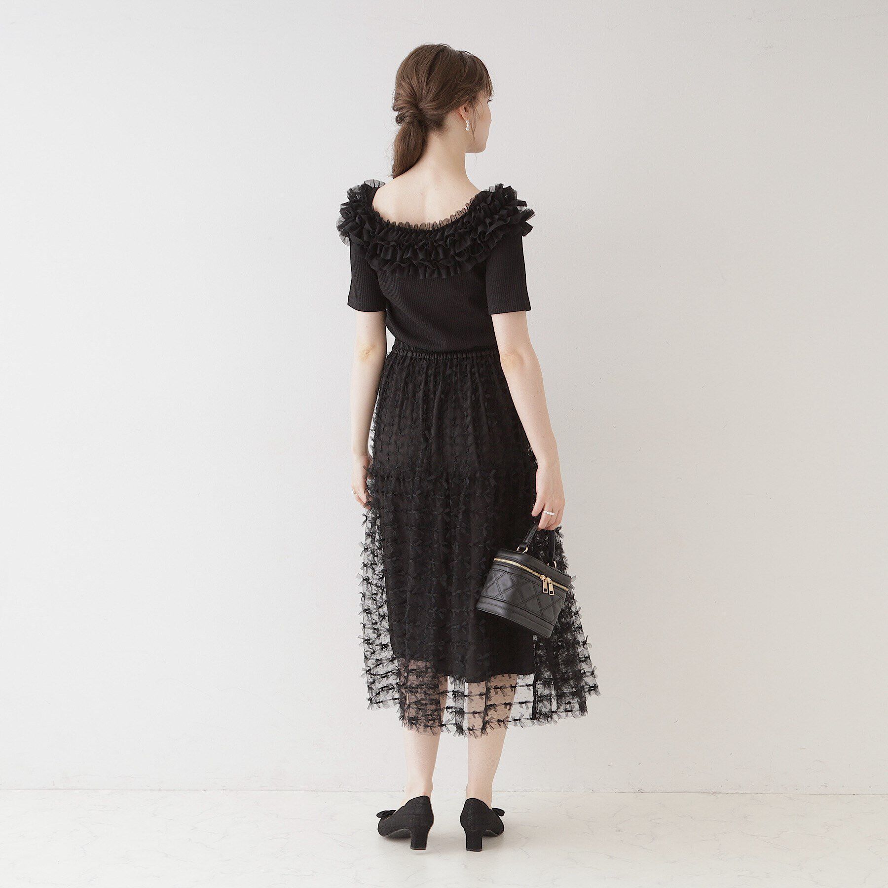 Couture broach「【ふんわり揺れるフェミニンスカート】リボンチュールティアードスカート」|スカート|