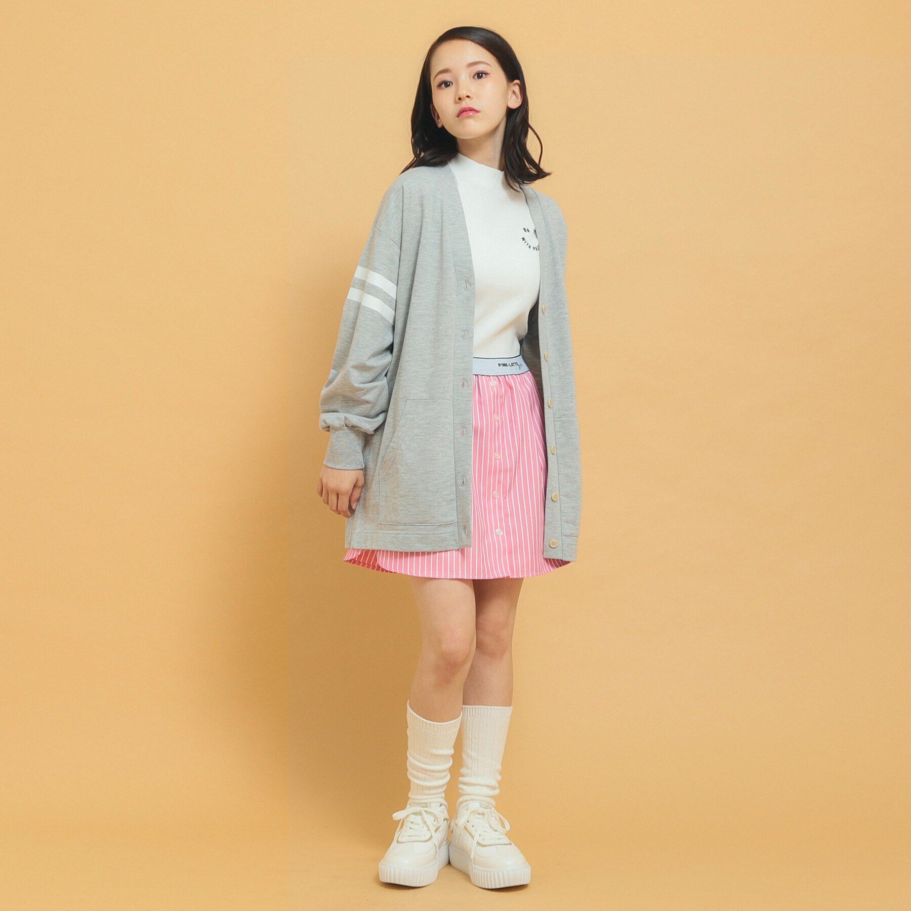 PINK-latte「【インナー付き】ストライプシャツスカート」|スカート|