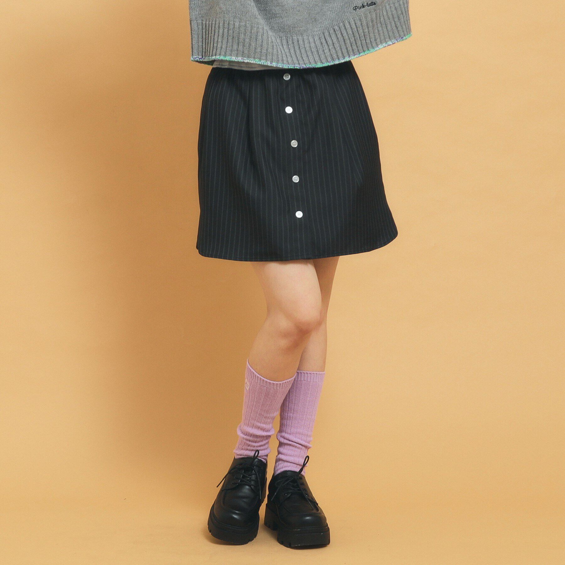 PINK-latte「【インナー付き】ストライプシャツスカート」|スカート|