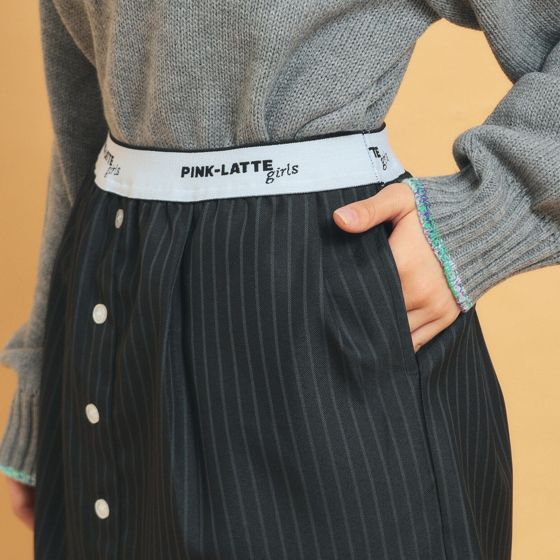 PINK-latte「【インナー付き】ストライプシャツスカート」|スカート|