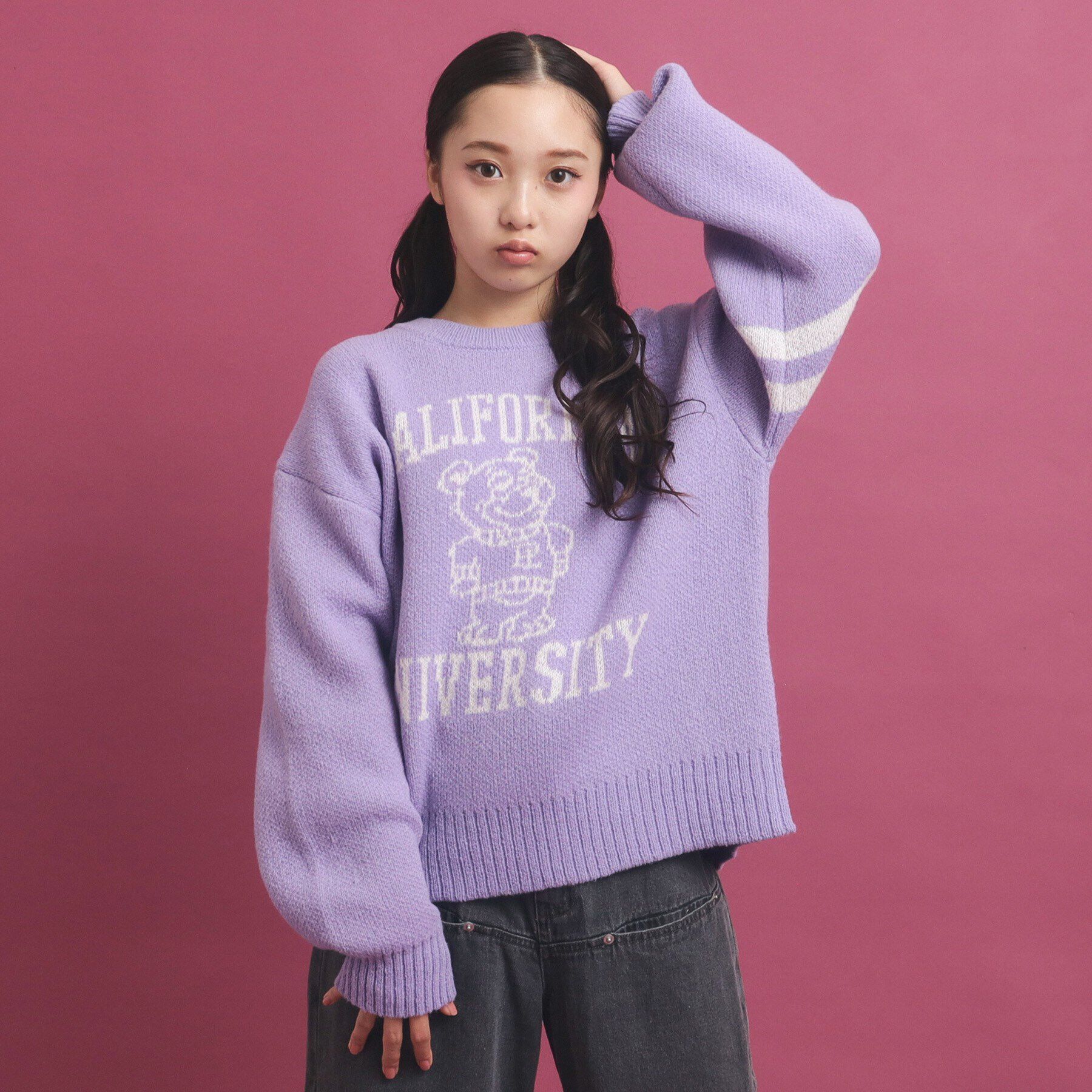 PINK-latte「冬に着たい！ジャカード編モヘヤ調アソートニット」|ニット・セーター|パープル(081)