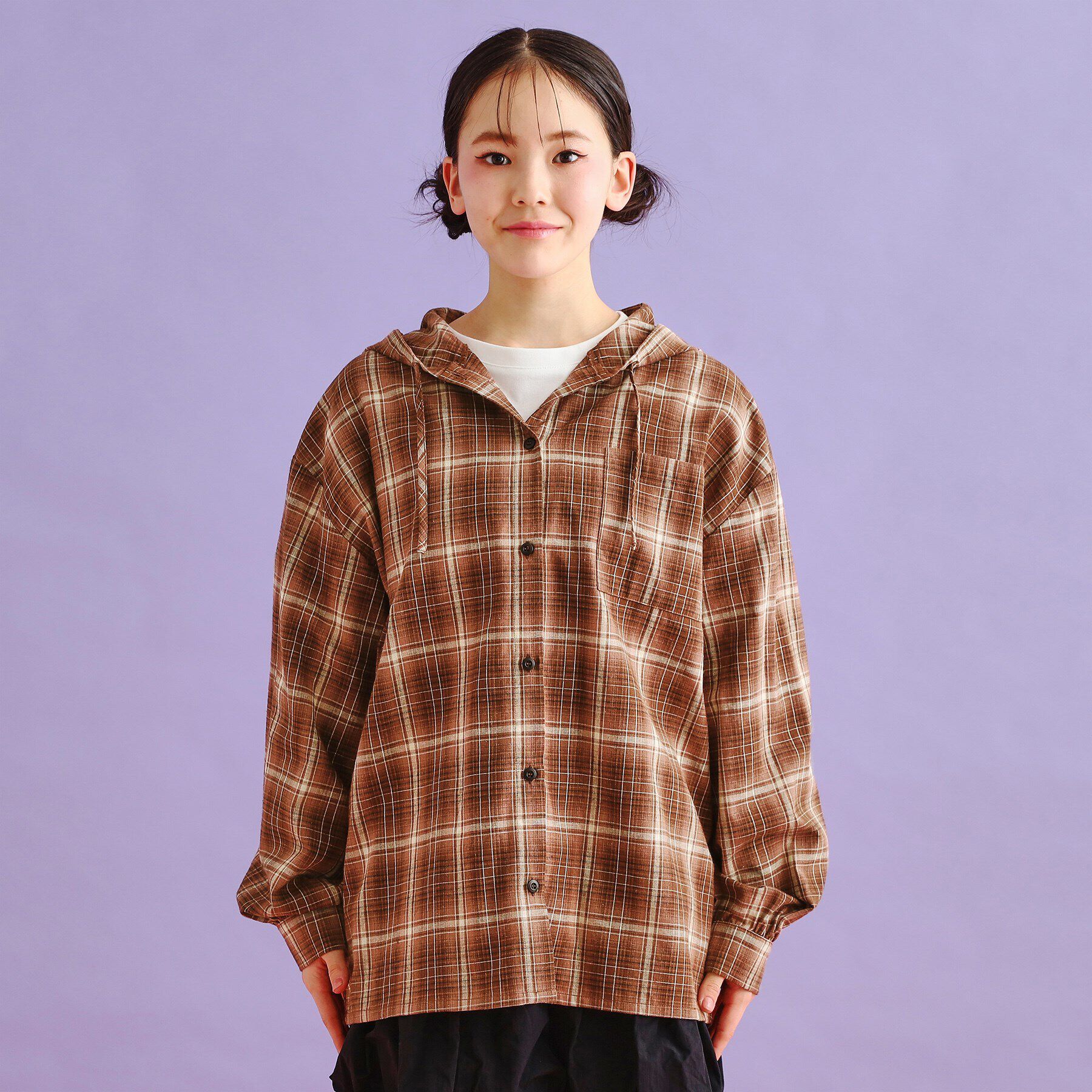 PINK-latte「【SETアイテム】チェックシャツパーカ＋ロンT」|シャツ・ブラウス|