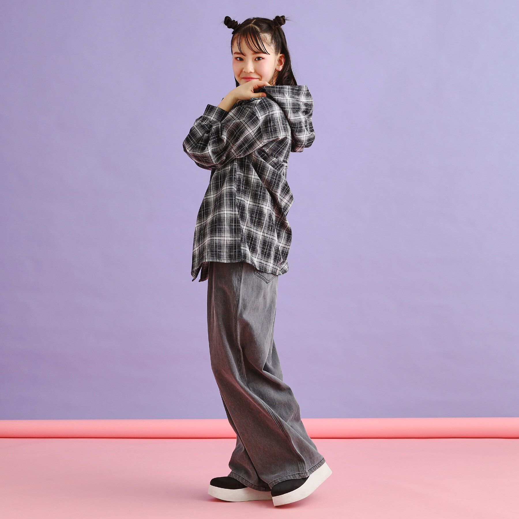 PINK-latte「【SETアイテム】チェックシャツパーカ＋ロンT」|シャツ・ブラウス|