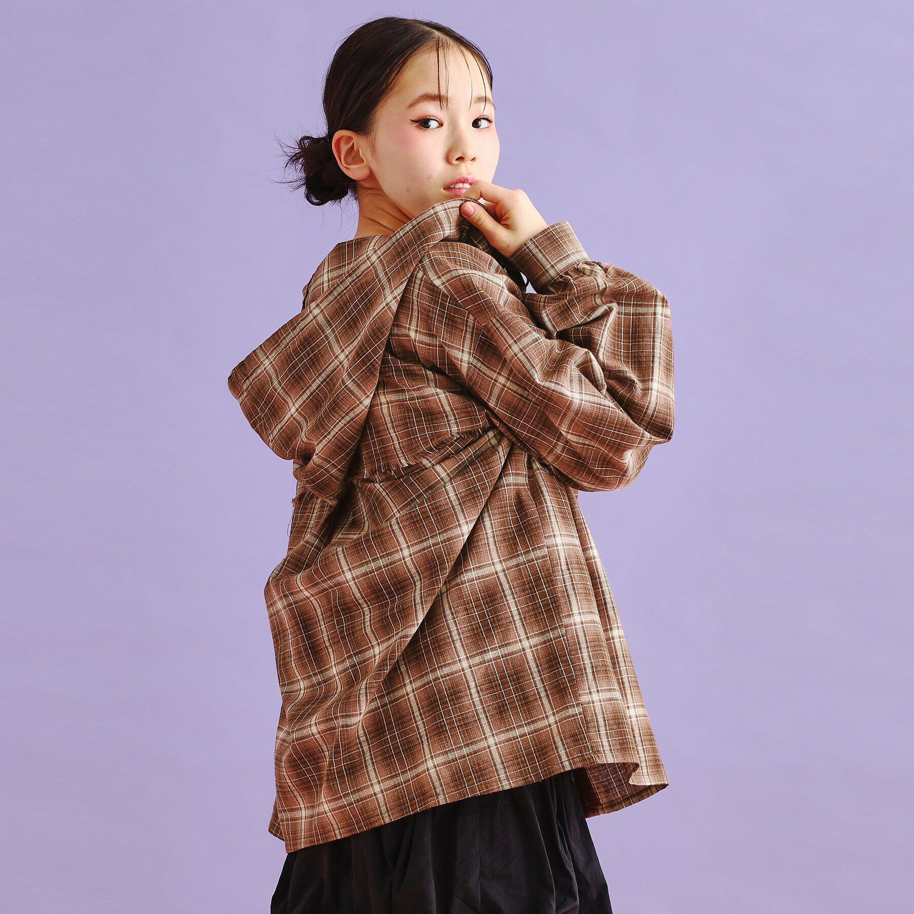 PINK-latte「【SETアイテム】チェックシャツパーカ＋ロンT」|シャツ・ブラウス|