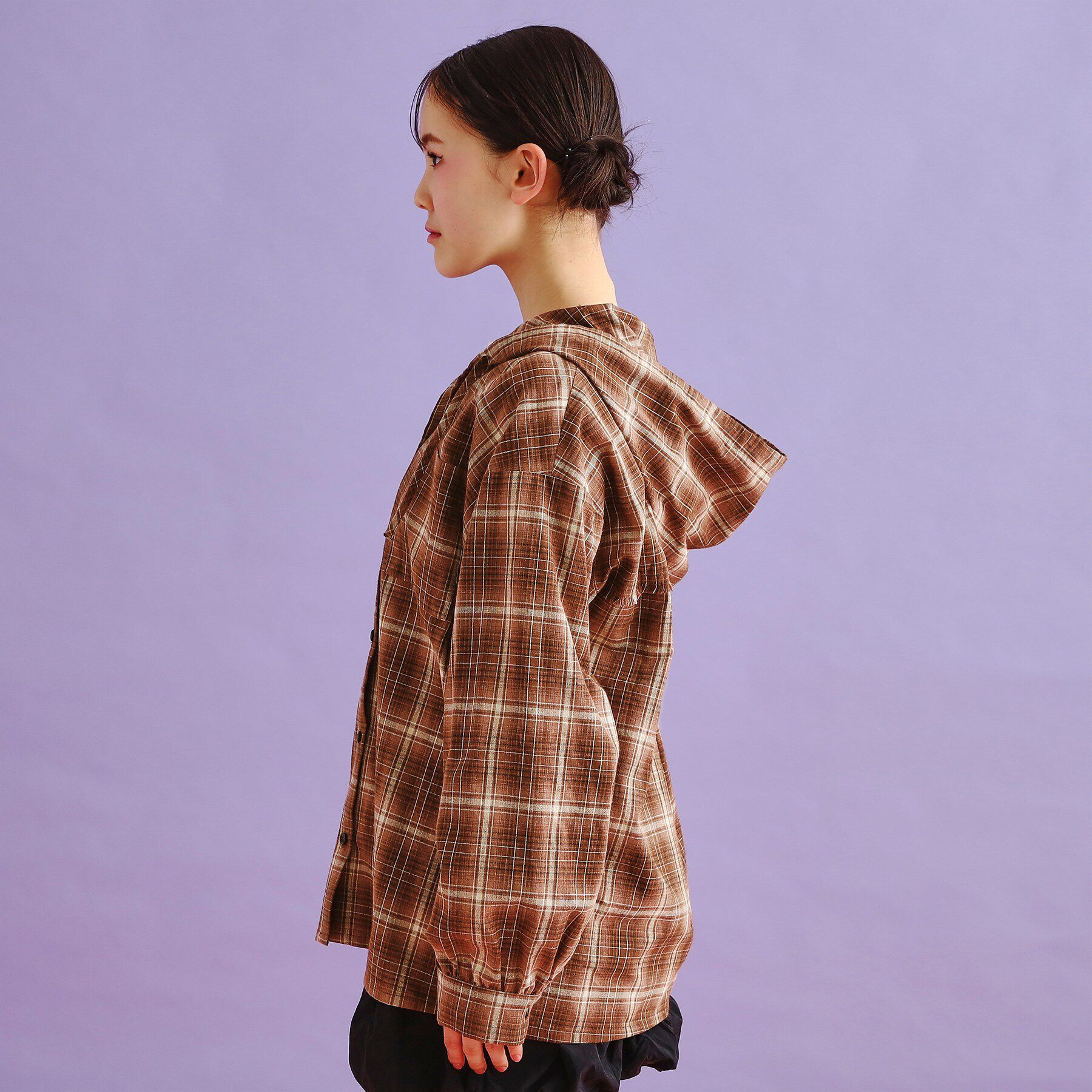 PINK-latte「【SETアイテム】チェックシャツパーカ＋ロンT」|シャツ・ブラウス|