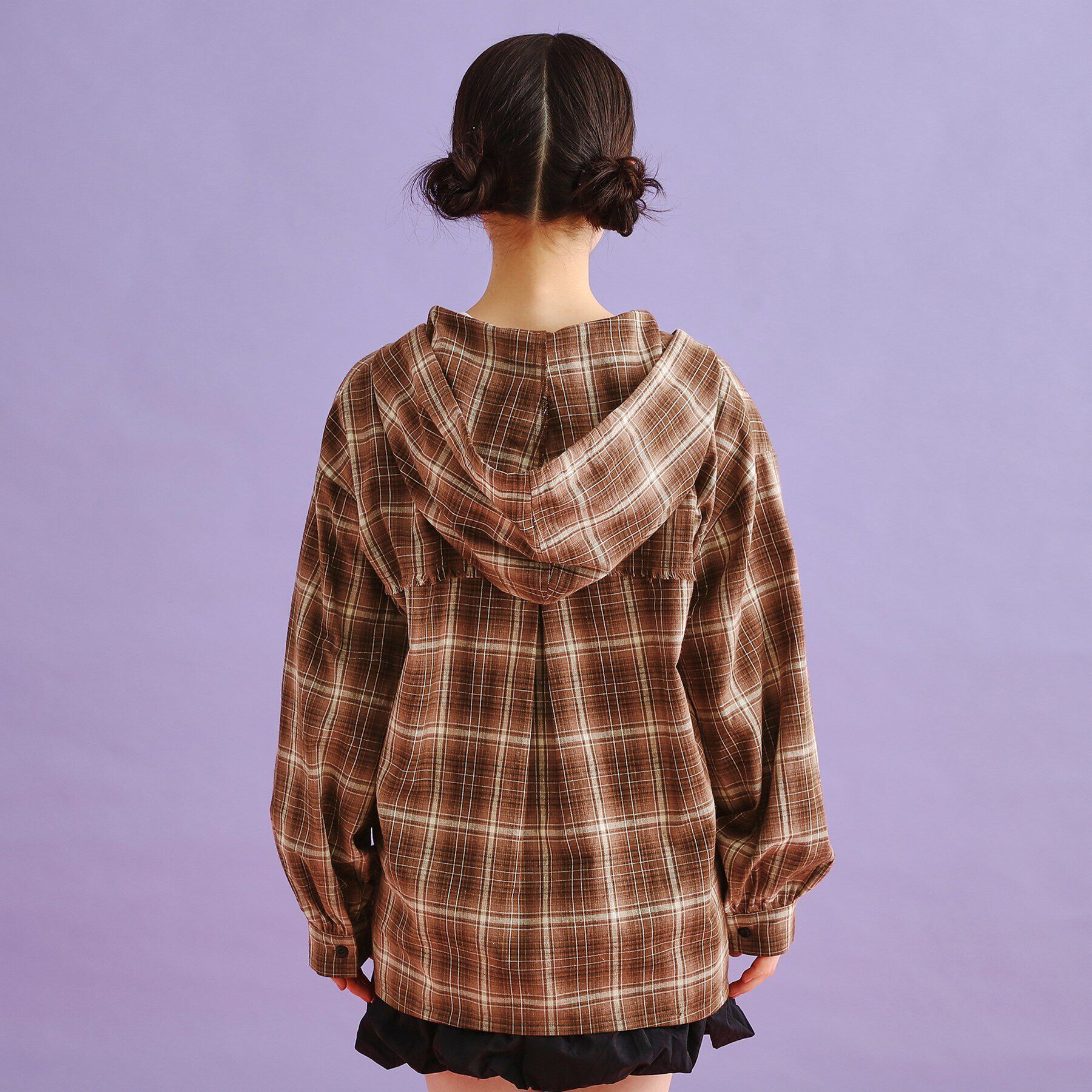 PINK-latte「【SETアイテム】チェックシャツパーカ＋ロンT」|シャツ・ブラウス|