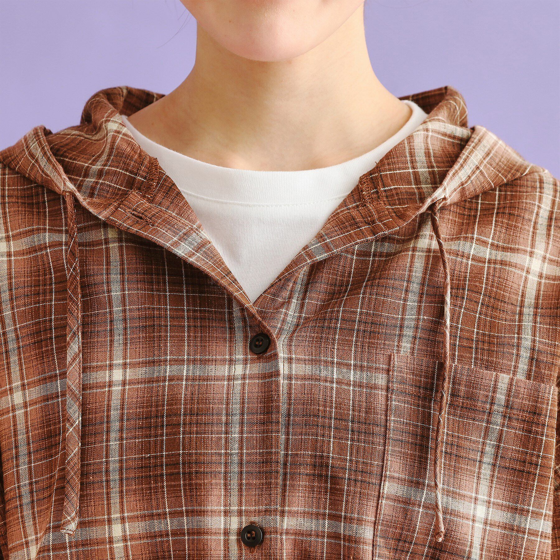 PINK-latte「【SETアイテム】チェックシャツパーカ＋ロンT」|シャツ・ブラウス|