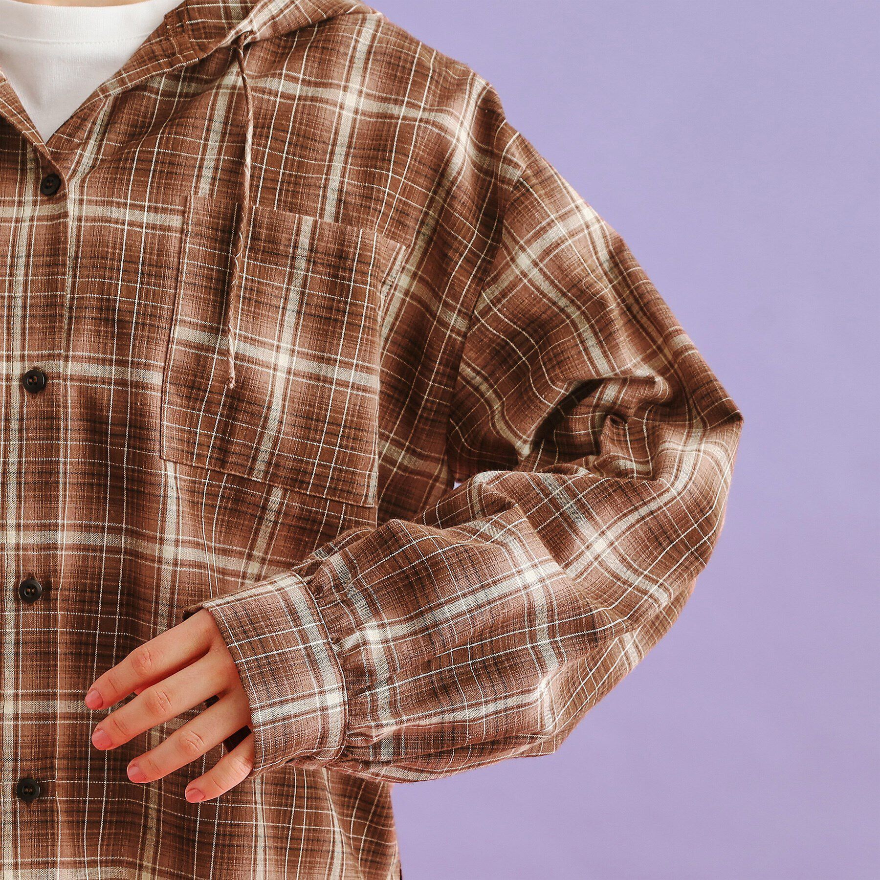 PINK-latte「【SETアイテム】チェックシャツパーカ＋ロンT」|シャツ・ブラウス|