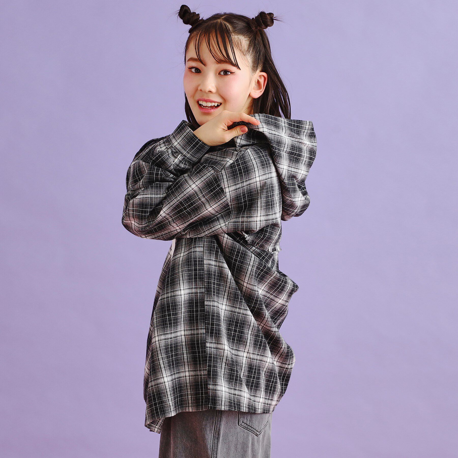 PINK-latte「【SETアイテム】チェックシャツパーカ＋ロンT」|シャツ・ブラウス|