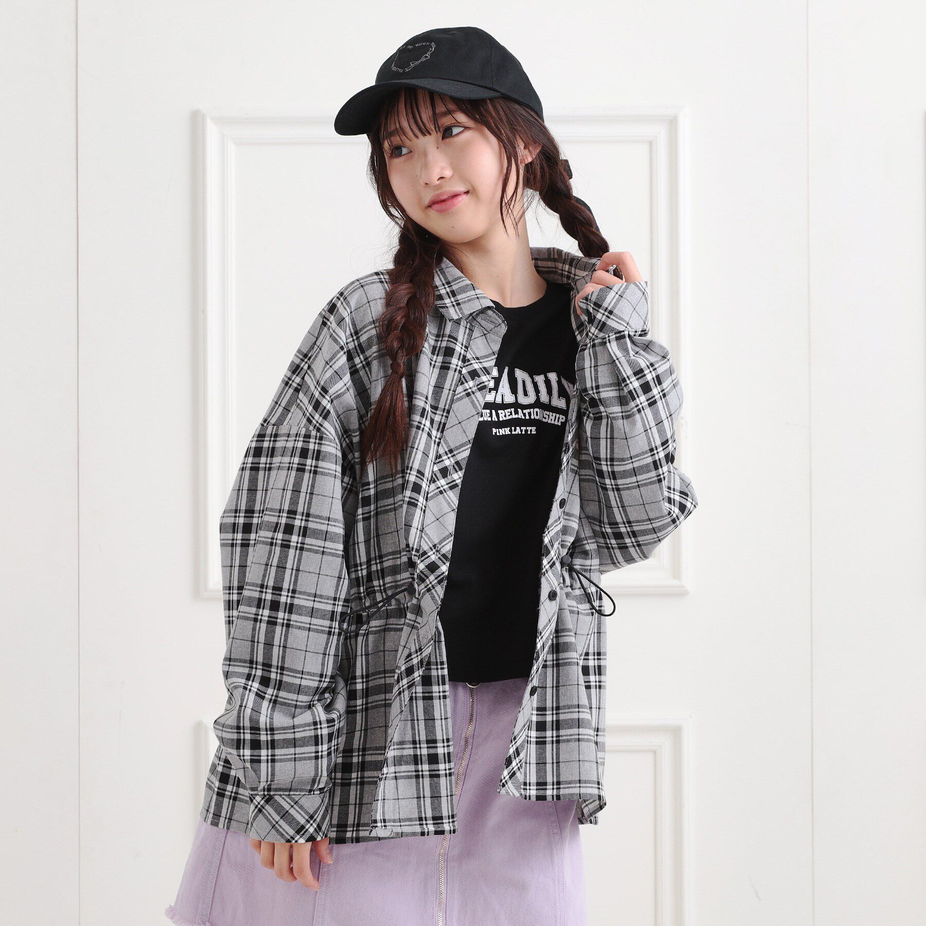 PINK-latte「【セットアイテム】チェックシャツ＋ロンT」|シャツ・ブラウス|