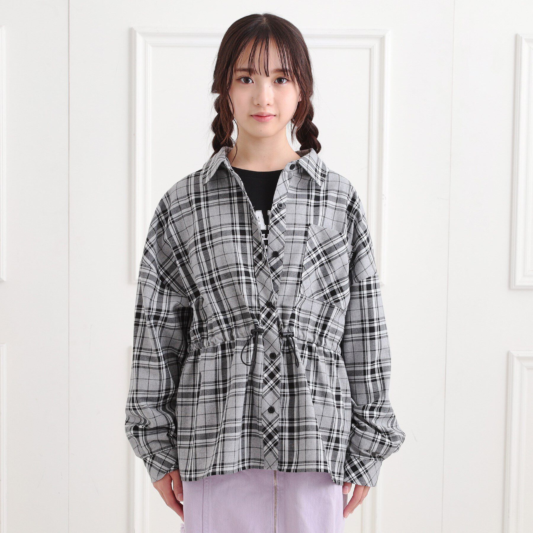 PINK-latte「【セットアイテム】チェックシャツ＋ロンT」|シャツ・ブラウス|